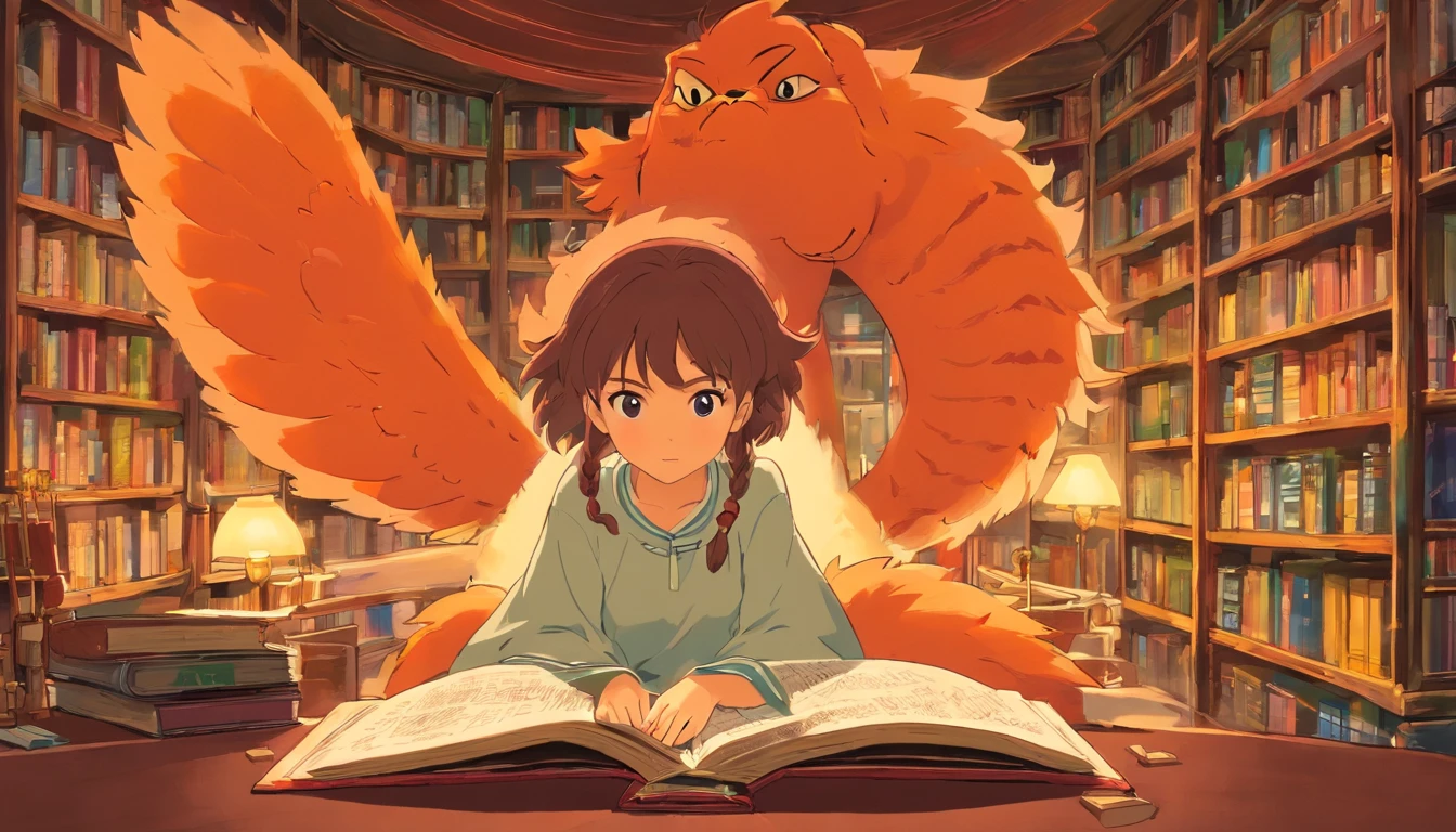 Mulher sentada lendo livro na sala  aconchegante de dia, , Anime estilo 2D, Lo-fi, disco Rigido, Ambiente calro