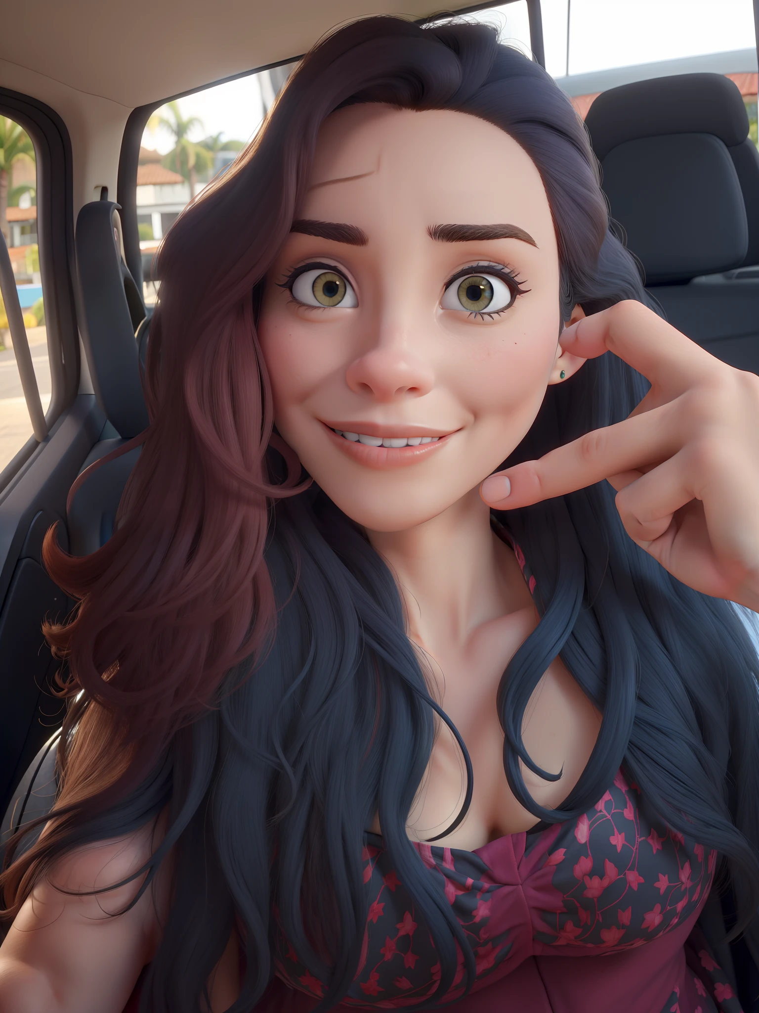Estilo pixar, Woman sitting in a square