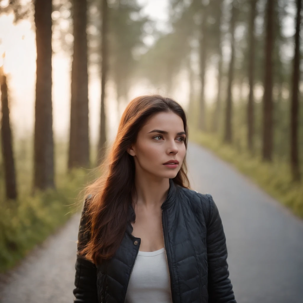 Pauvre fille noire marchant sur la route
