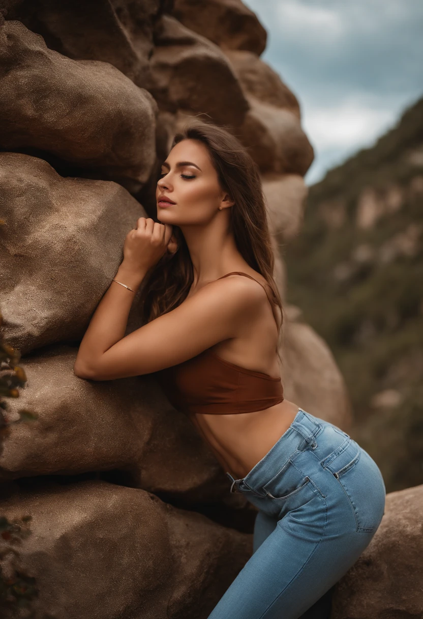 Una mujer en bikini posando junto a un muro de piedra, sexy girl, Anna Nikolanova aka Newmilky, Belleza asombrosa, Hermosa modelo de bikini, Dasha Taran, Belleza asombrosa, Modelo de bikini, angelina stroganova, Modelo de Instagram, Yelena Belova, cuerpo sexy, cuerpo perfecto, hermoso cuerpo y cara, Cara sexy, cuerpo y rostro perfectos