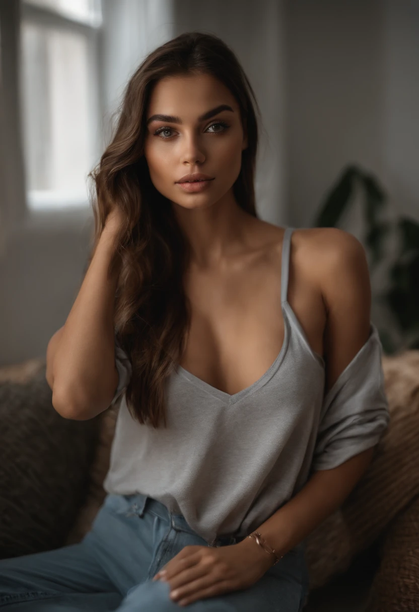 Mujer con camiseta sin mangas y bragas a juego, Chica sexy con ojos azules, Retrato Sophie Mudd, Retrato de Corinna Kopf, cabello rubio y ojos grandes, Selfie de una mujer joven, Ojos en el dormitorio, Violeta Myers, ohne Maquillaje, Maquillaje natural, staring directly into camera, Cara con Artgram, dezentes Maquillaje, Impresionante foto de cuerpo completo, en el dormitorio, Fission