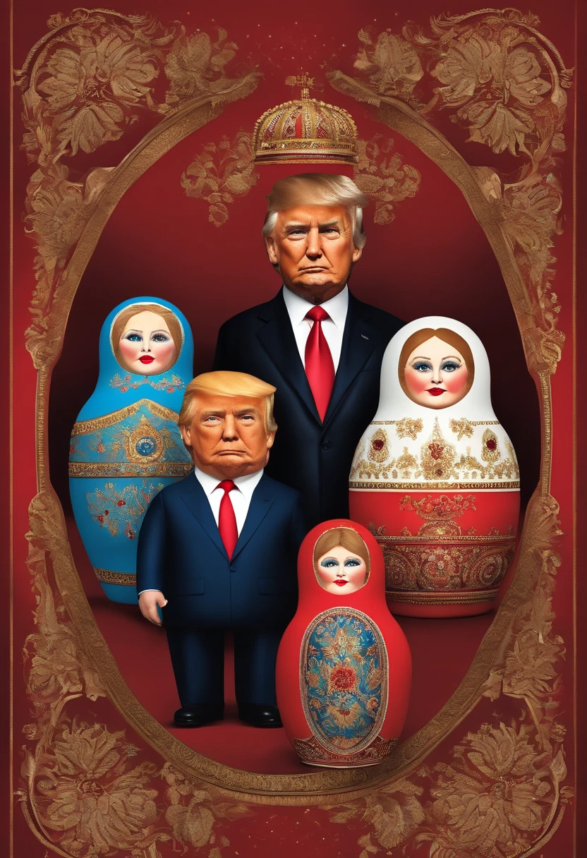 Donald Trump as a Russian doll opened with Putin as a Russian doll inside it