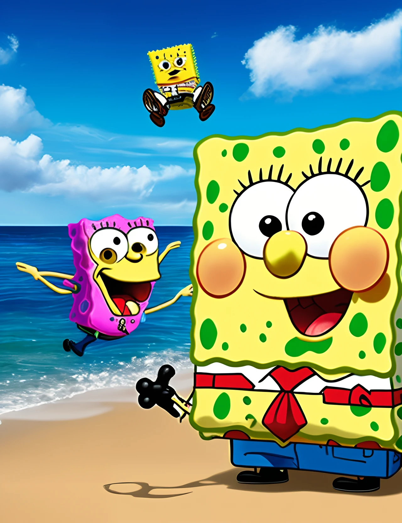 spongebob pregnant with vic fuentes from pierce the veil holding spongebobs stomach
