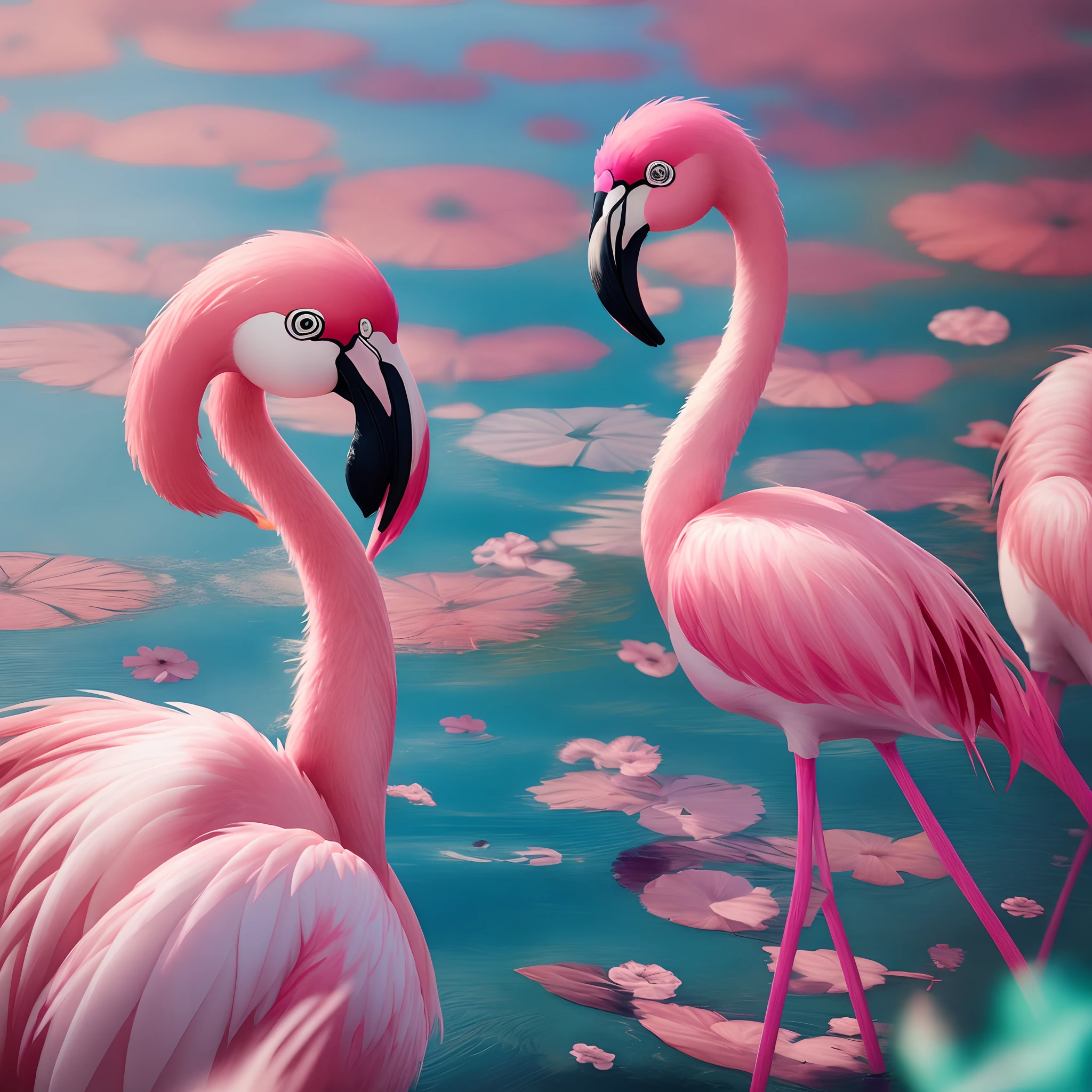 Floral flamingo dream pinks and blues colours