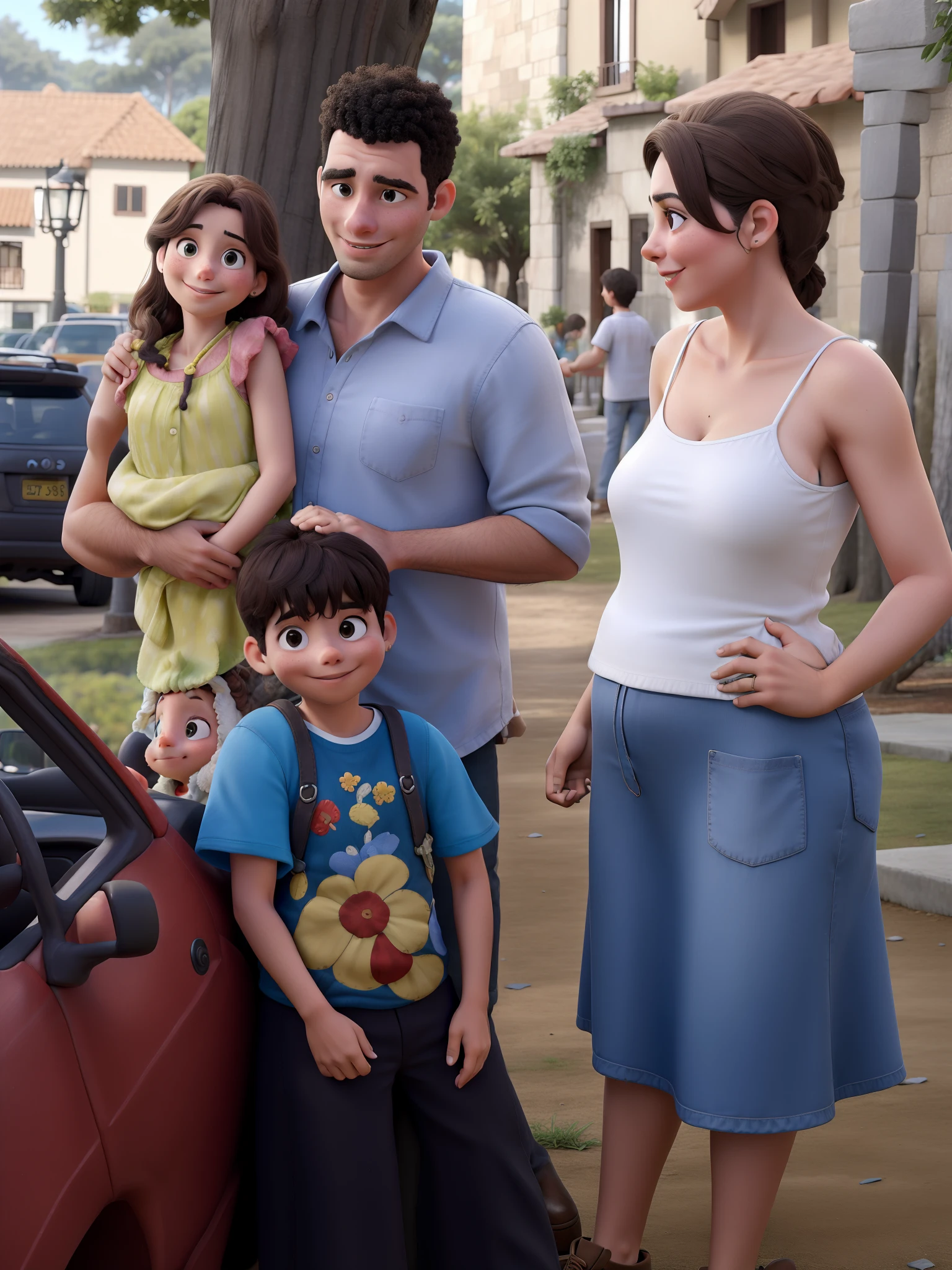 Obra-prima, de melhor qualidade, uma familia, Standing in the park