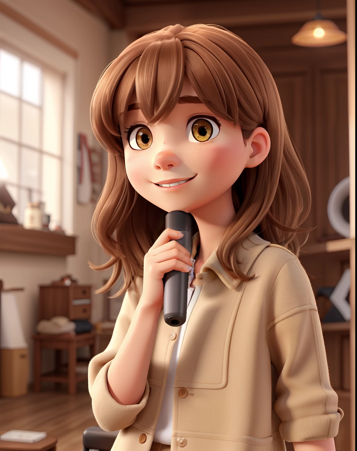 Light brown, light brown hair, loud sound, I'm wide