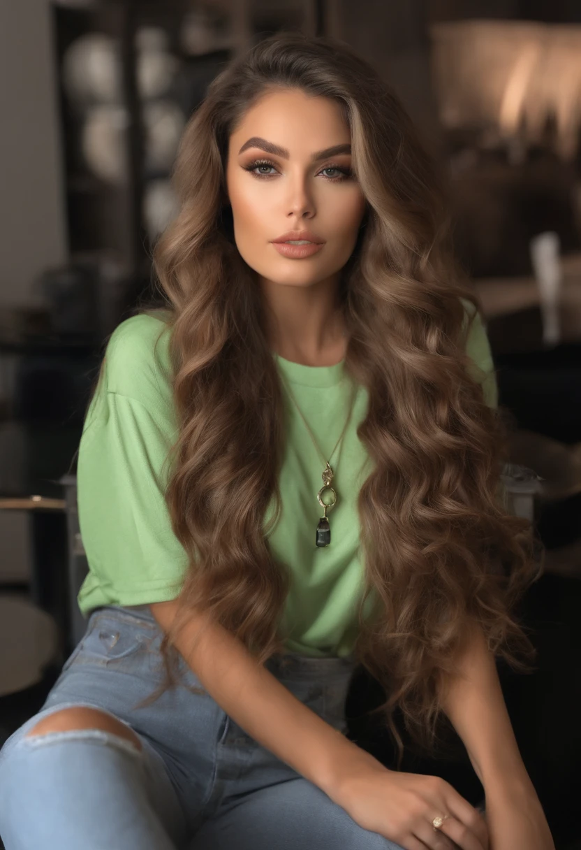(réaliste)Une femme aux longs cheveux bruns bouclés et à un t-shirt soutien-gorge vert, Ava Max, Ses cheveux sont brun bouclé, avec de longs cheveux bruns bouclés, Fille parfaite aux cheveux dorée bouclés , Déesse châtaigne bouclée, longs cheveux bruns bouclés, AngelaWhite, aux cheveux bruns bouclés, Brun bouclé, yelena belova, Beauté incroyable, cheveux bruns bouclés, brun bouclé complet, avec de longs cheveux bruns bouclés, Visage sexy,Corps entier
