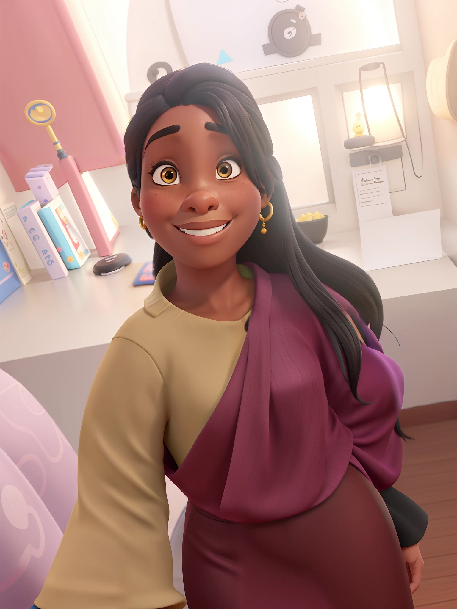 Uma mulher negra estilo Disney Pixar alta qualidade, melhor qualidade