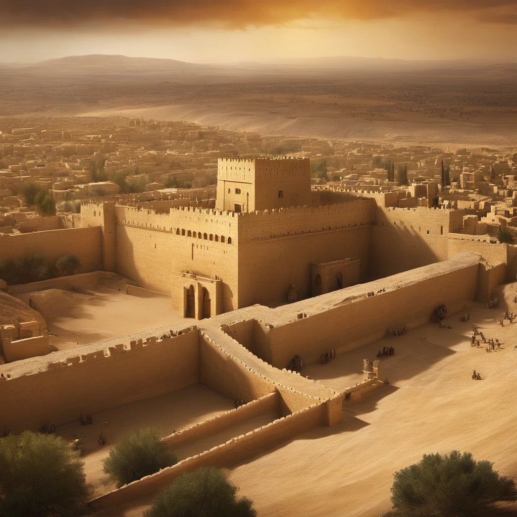 Visualize the siege of the city of Jerusalem by the forces of Sennacherib, the Assyrian king, in 701 BCE., cinematic, 4k,high quality