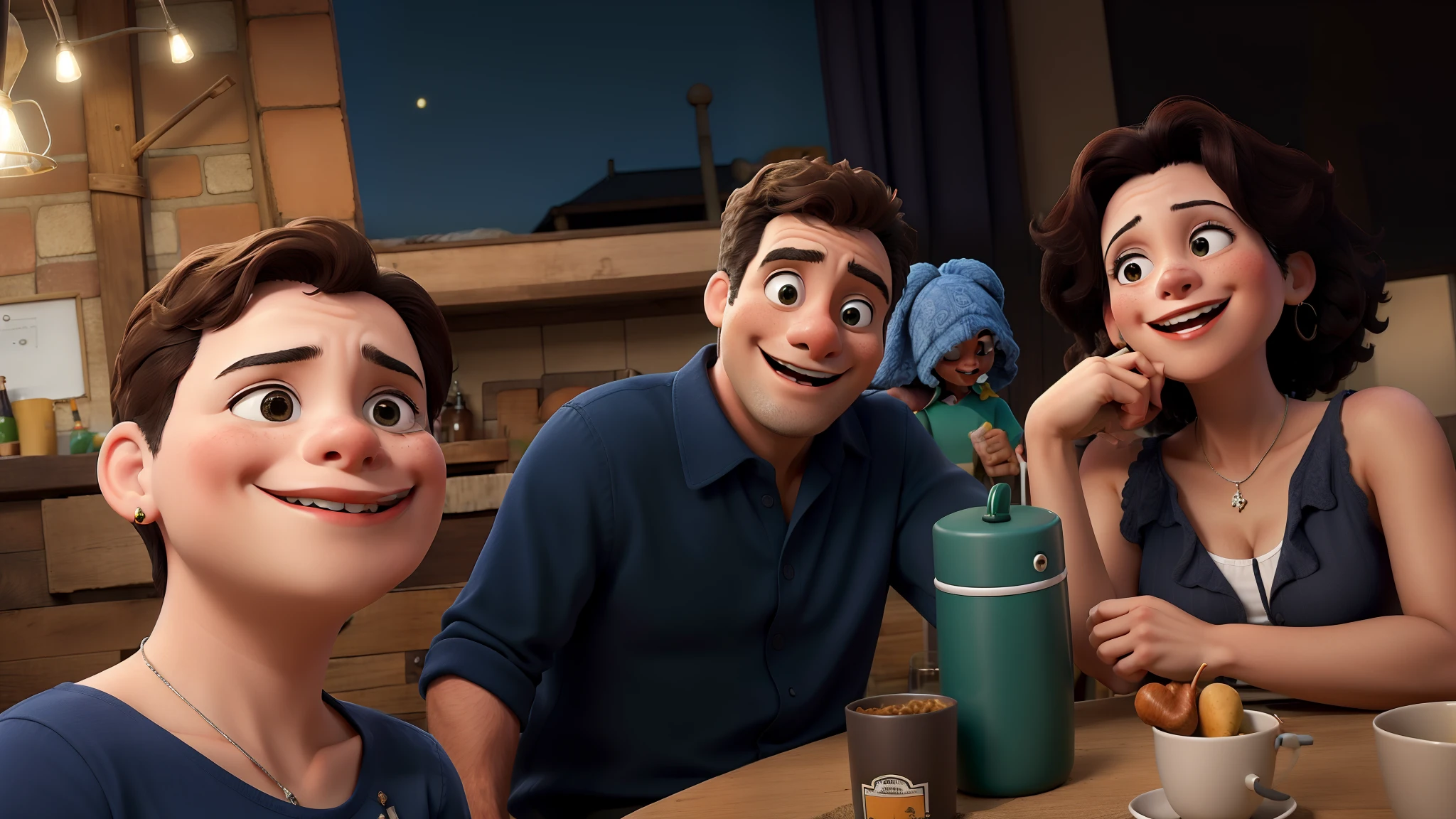 happy family, se reunindo em um momento de alegria.