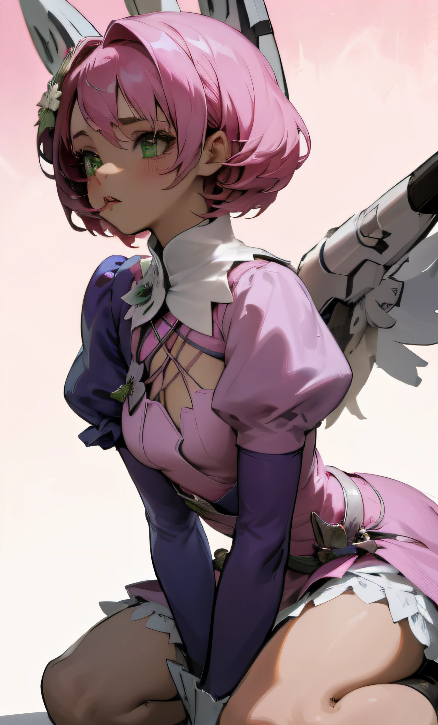 Alisa bosconovitch, melhor qualidade, contemporary, estilo plano, minimalismo, Green Eyes Flat Illustration, cabelo rosa, cabelo curto, cabelos multicoloridos, Camisa Preta, mechanical wings, Head Portrait Close-U, peito pontudo, decote, super decote, middlebreasts, Tekken，cabelo rosa pastel, 1girl, em quimono, hand-painted，Desenho de linha sem cor, colorida do yandere pastel, Tekken, Super cute pink hair girl with gothic makeup on the side, com roupa de empregada，figura esbelta，robusto，He sat on the floor，Vestido com roupas de empregada rosa e branco，cabelos muito curtos，com orelhas de gato，quadratic element，, kawaii cor-de-rosa na roupa da era de 1910, Alisa Bosconovich pink lips, no estilo da paleta de cores suave aurorapunk, an anime illustration of his face, gifs animados, hand drawn animation, charming sketches, suave e brilhante, romantismo nebuloso, Estilo Superflat, fundo branco - ar 1:1 - niji 5 - estilo expressivo --s 50 ,Pink kawaii girl in the era of 1920s clothesPink eagles, vestindo uma camisa branca brilhante, no estilo da paleta de cores suave aurorapunk, an anime illustration of his face, gifs animados, hand drawn animation, charming sketches, suave e brilhante, romantismo nebuloso, Estilo Superflat, fundo branco - ar 1:1 - niji 5 - estilo expressivo --s 50, Absurdo, Altas, ultra detalhados, (1girl:1.3), quebrar , Crie uma imagem com uma bela caligrafia
