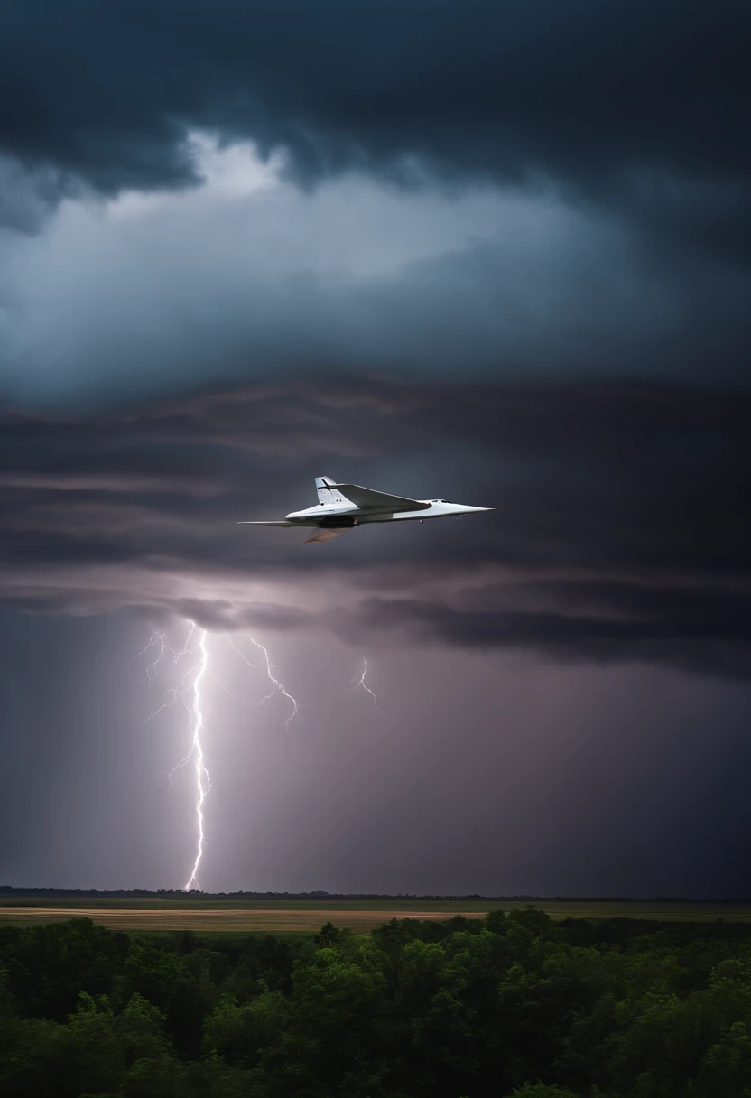 XB-70 flying through a thunderstorm