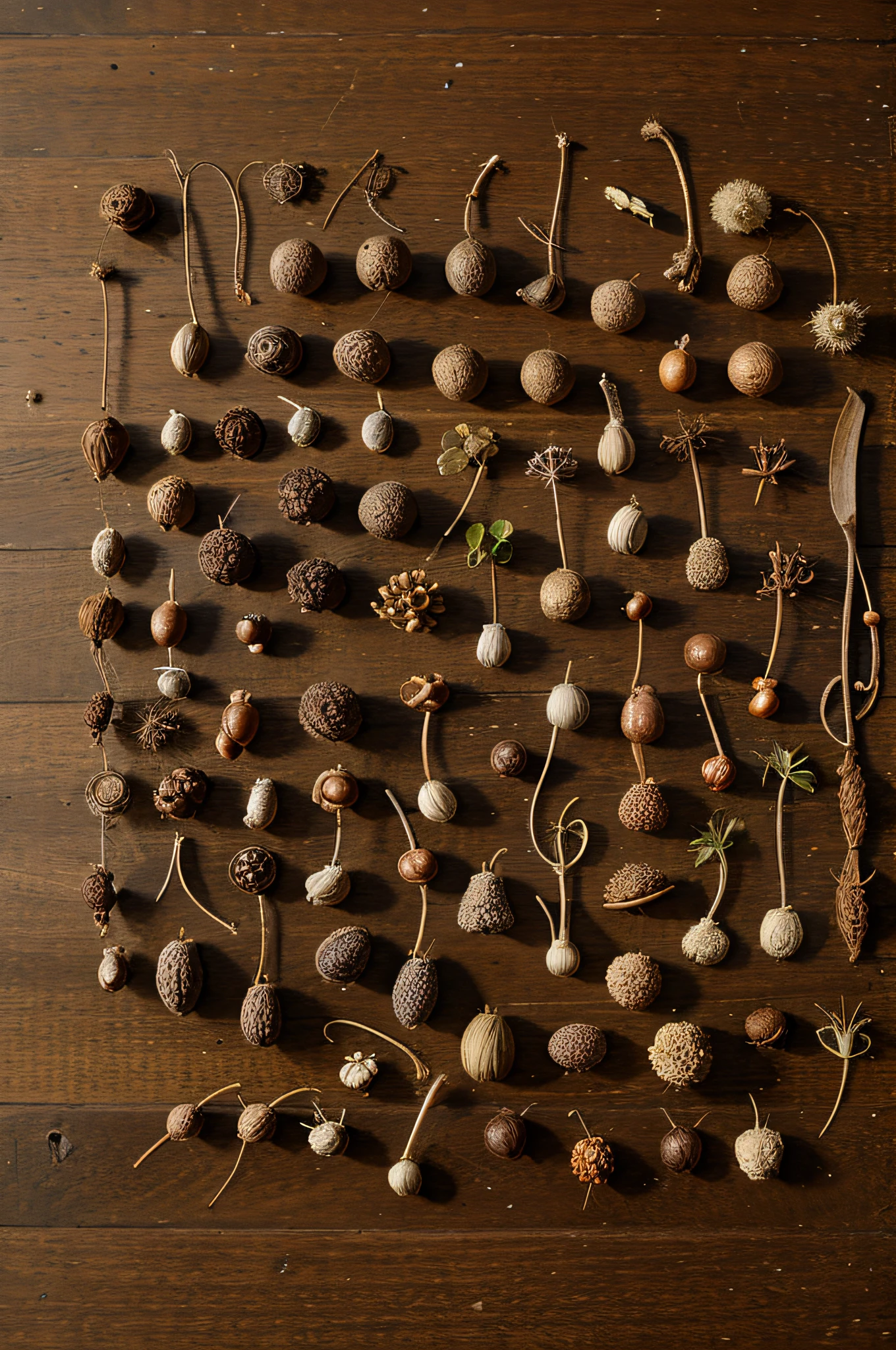 many , shaped like sprouted seeds