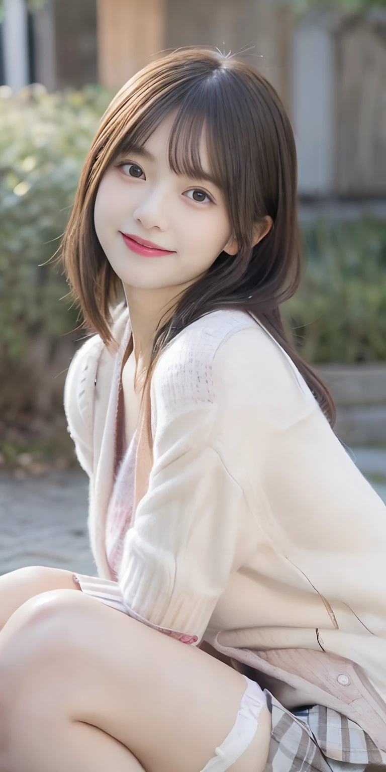 masutepiece, Best Quality,
Ultra-detailed, finely detail, hight resolution, in 8K,
((Photorealsitic:1.4, Raw photography, 超A high resolution,Top image quality: 1.4)),
Wallpaper,
((Perfect whole body configuration1.5)),
Beautiful detailed eyes, Natural Color Lip,
((a serene smile:1.5)),
((Random and cute hairstyles)),
((fullnude:1.5)),
((large full breasts、cleavage of the breast:1.2)),
((Wear a cardigan with an open chest:1.5)),((Plaid micro mini skirt:1.5)),
((from the front side:1.5)),
((breastsout、under look eyes、breastsout、Mole on the arm:0.9)),
((fold hands behind:1.5)),
((Random blurry background)),
((Random and cute facial expressions)),,
((1人の女性:1.5))
very detailed and professional lighting、
((Random and cute facial expressions:1.5))、
((thigh visible:1.5))