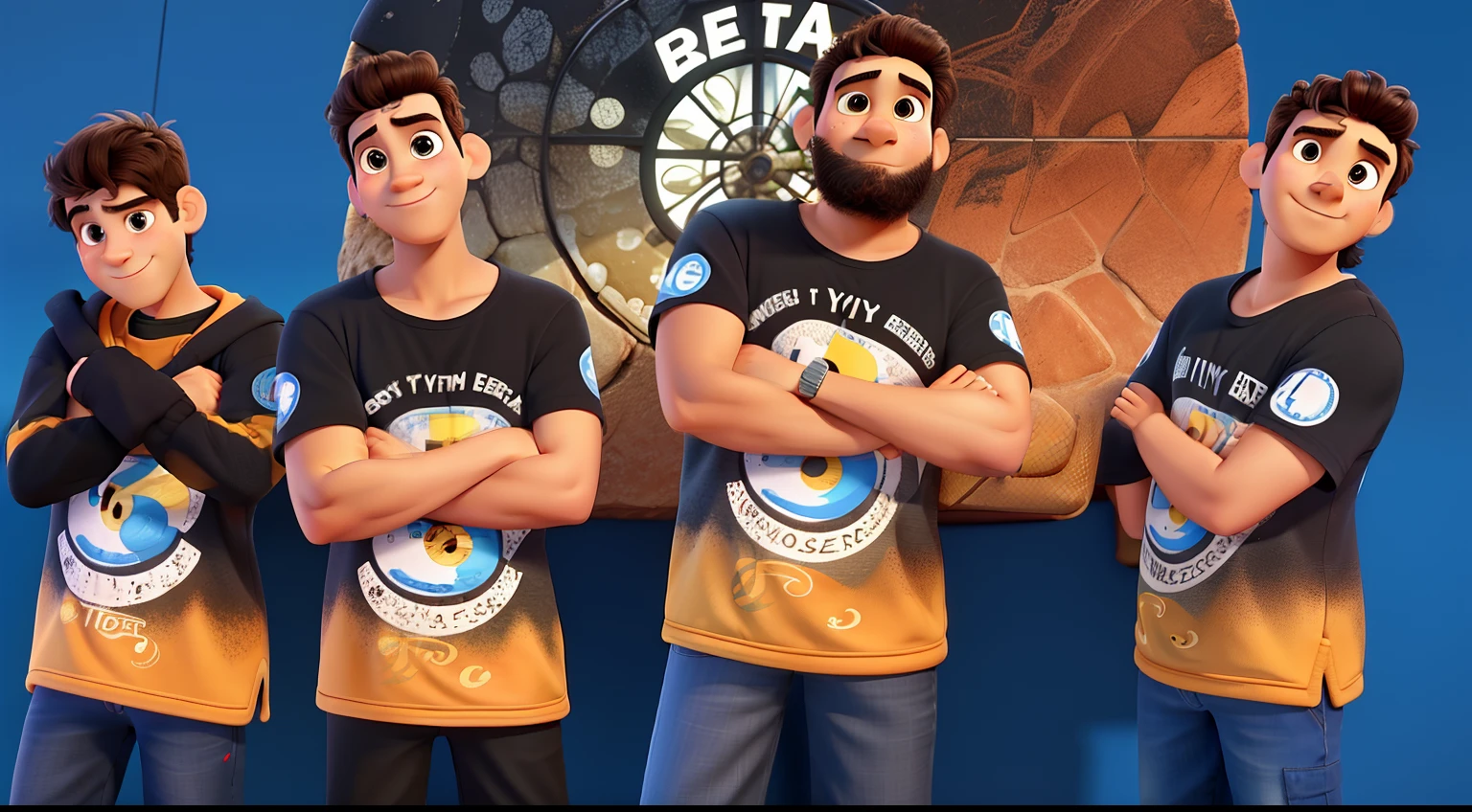 Quatro meninos estilo pixar, alta qualidade, melhor qualidade