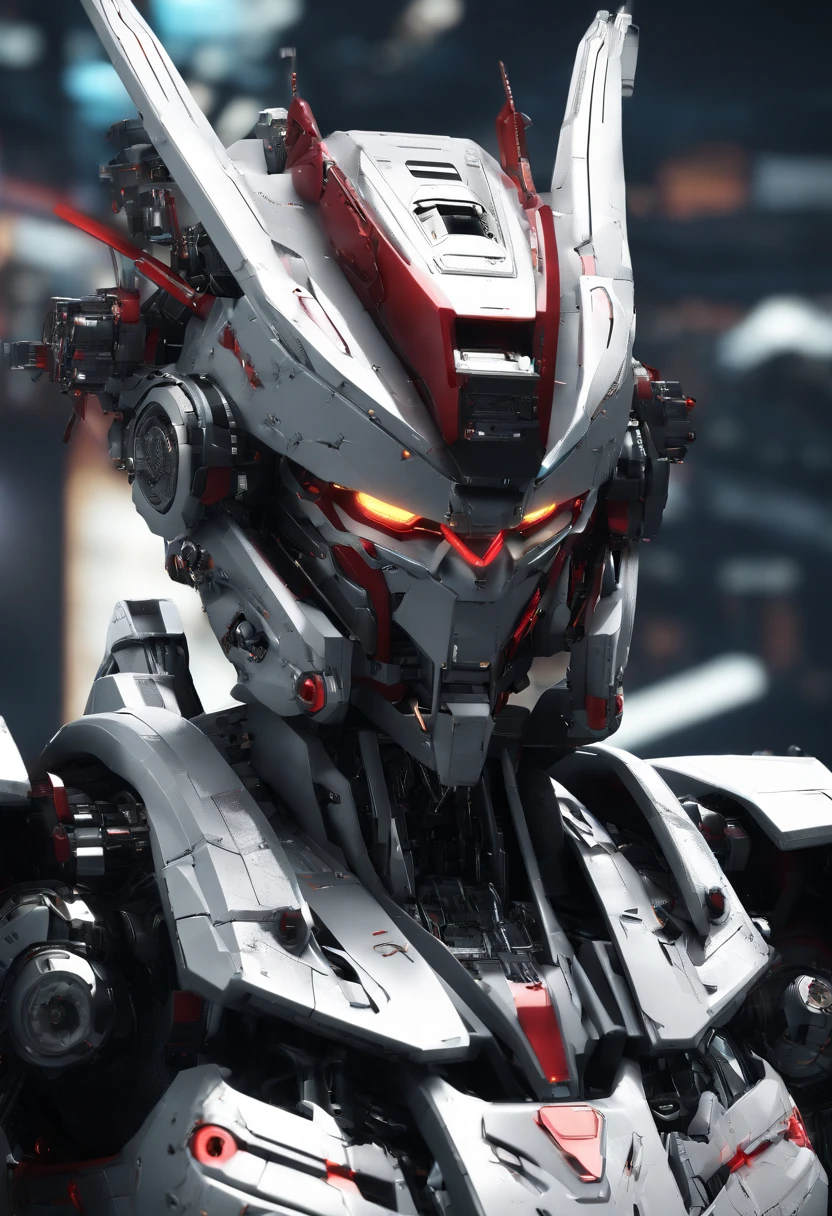 Gundam mecha , science fiction, front view, Sense of technology, C4D, Oc renderer, unreal engine, high detail, industrial design, 8k HD, studio light, retro, barbatos