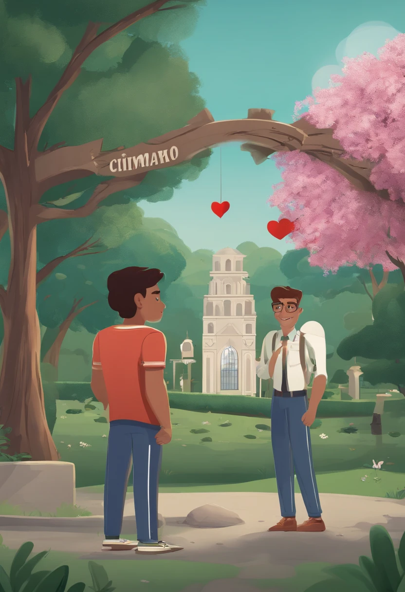 arafed man standing in front of a sign with a heart on it, gui guimaraes, edu souza, in sao paulo, carlos huante, mateus 9 5, huhd, with a park in the background, edon guraziu, Henry Alvim Correa, uhq, michael maurino. Anime Style.