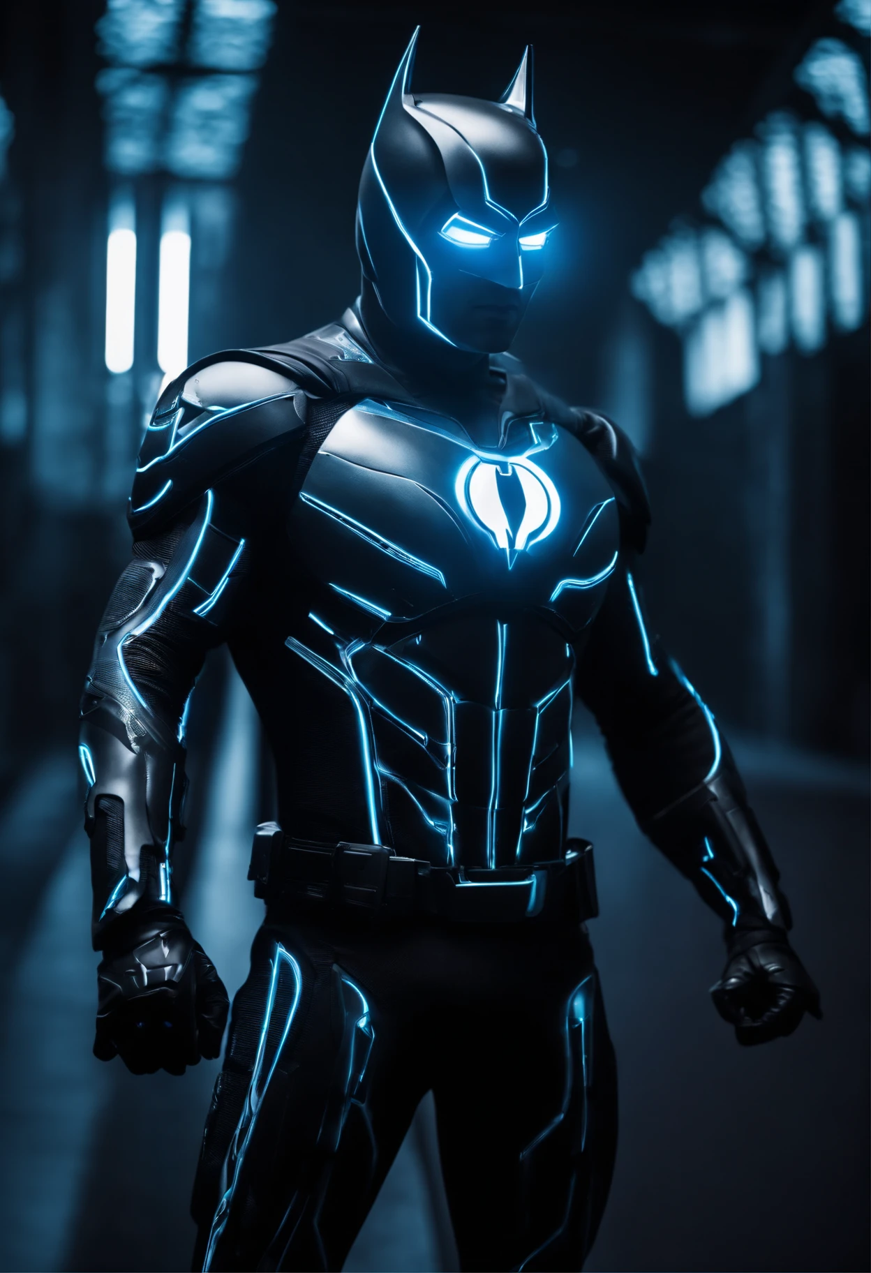 (masterpiece,best quality),absurdres,Blue_Beetle_DC,solo,looking at viewer,cowboy shot,cinematic composition,dynamic pose,detailed face,detailed eyes,detailed muscles,detailed armor,glowing blue energy,advanced technology,futuristic,intricate details,dramatic lighting,vivid colors,cinematic atmosphere,powerful presence,heroic stance