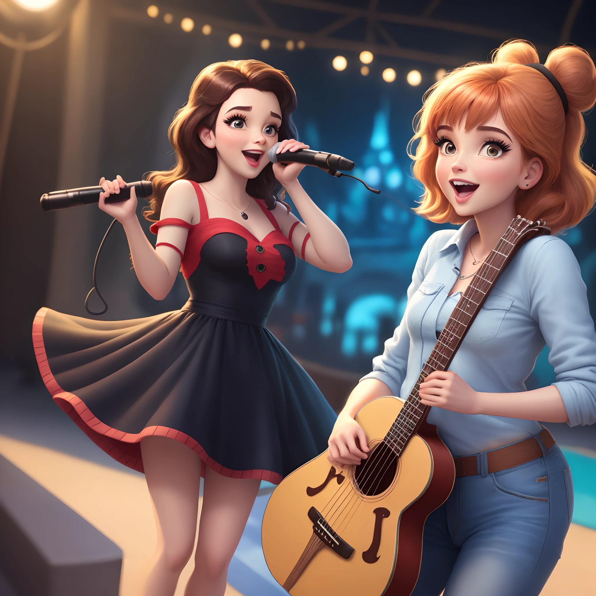 Cantora estilo pixar disney alta qualidade