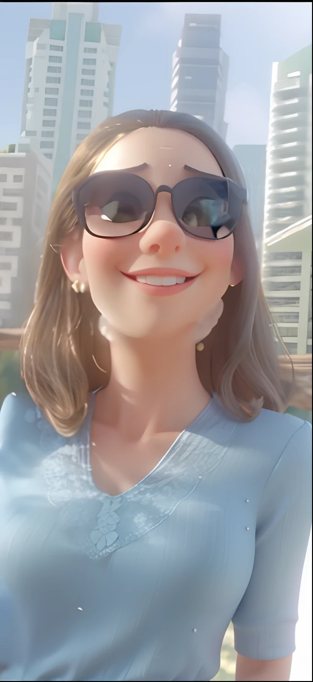 A woman who is a beautiful smiling woman in a forest, with a bird perched on his finger, background is summer forest, The humor is delicate, gentil, amoroso, Feliz, luz diurna, design de personagens.