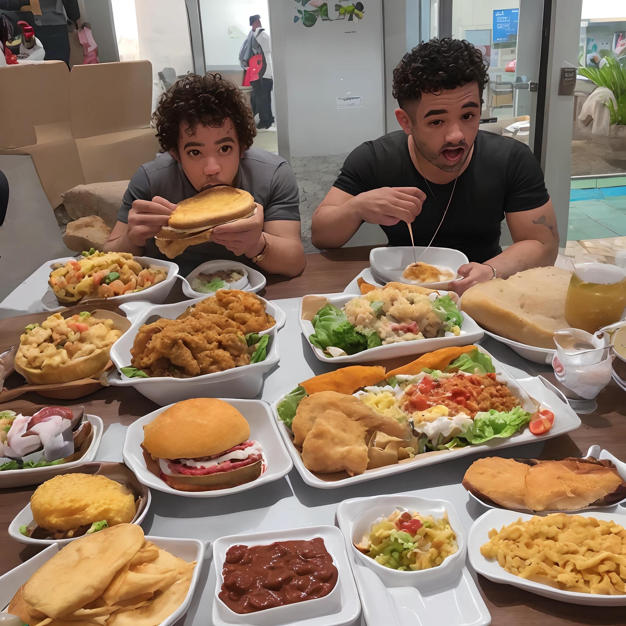 gordo feio e com roupas sujas de lanche sentado em uma cadeira