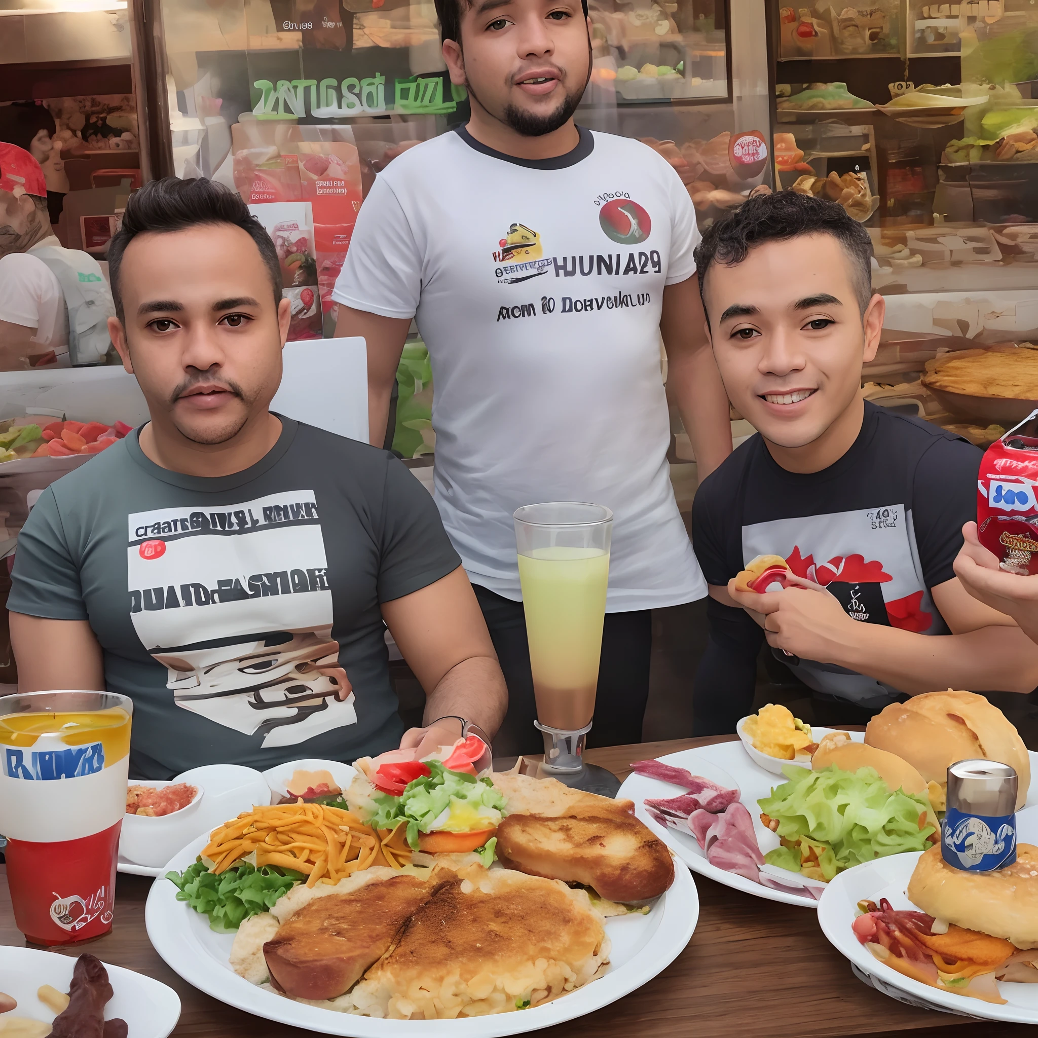 gordo feio e com roupas sujas de lanche sentado em uma cadeira