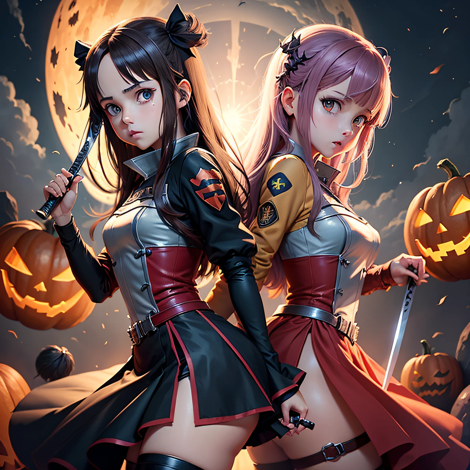 Make a 4k halloween image based on anime sword art online