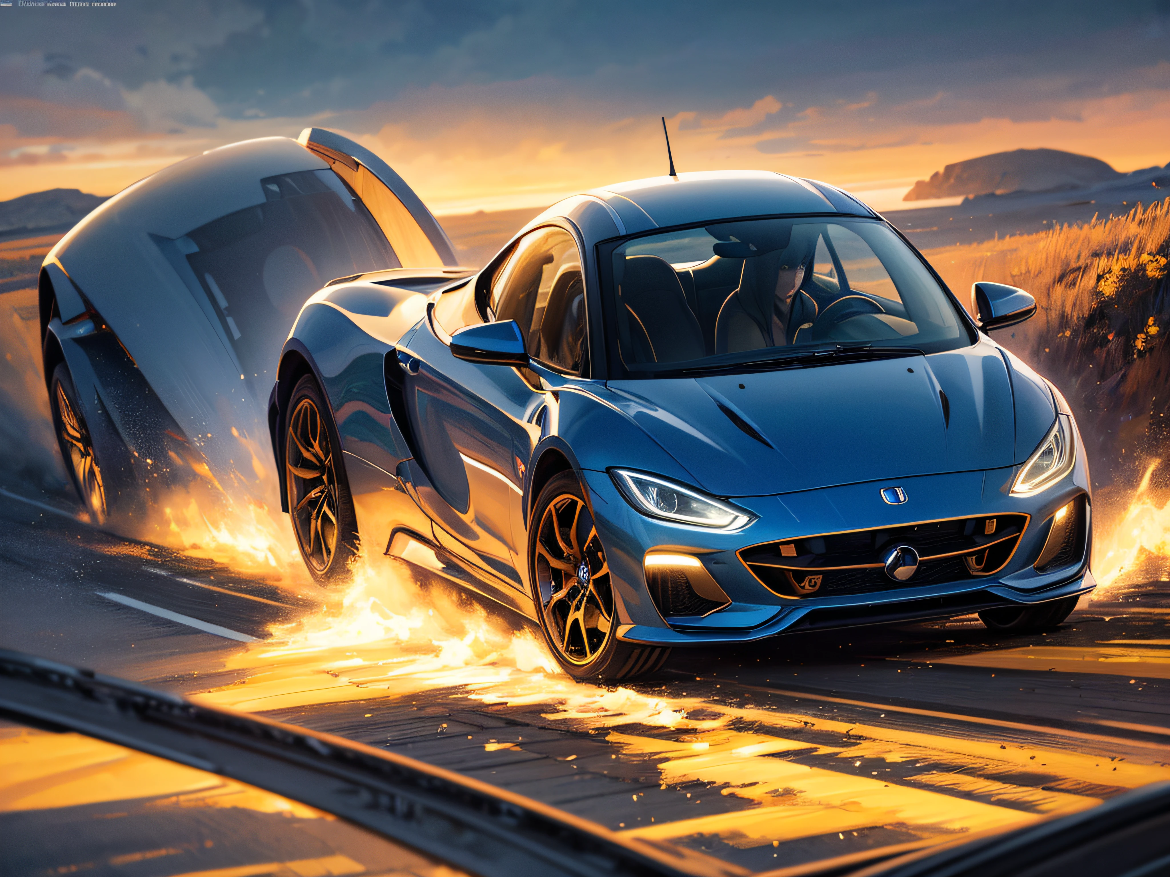 (best quality,4k,8k,highres,masterpiece:1.2),ultra-detailed,(realistic,photorealistic,photo-realistic:1.37),futuristic car,vibrant and saturated colors,impressionistic Vincent van Gogh style,abstract and surreal Salvador Dalí style,illuminated road and sky,technicolor,unique and vibrant color palette,distorted and dreamlike perspective,elongated and swirling clouds,ethereal and otherworldly atmosphere,sunflowers and melting clocks as surrealistic elements,curved and elongated car body,shimmering and reflective surfaces,stylized and expressive brushstrokes,blurred and dynamic motion,twisted and melting road,perspective leading towards infinity,playful and imaginative imagery,detailed and intricate car interior,extravagant and unconventional design,contrast between smooth and textured surfaces,eye-catching and captivating composition,emphasis on the contrast between light and shadow,luminous and glowing headlights and taillights,vibrant and otherworldly hues,dramatic and exaggerated color contrasts,mystery and enchantment in the atmosphere,groundbreaking and innovative technology,appealing and visually striking aesthetics,seamless fusion of past and future elements,visual representation of the transportation of the future.