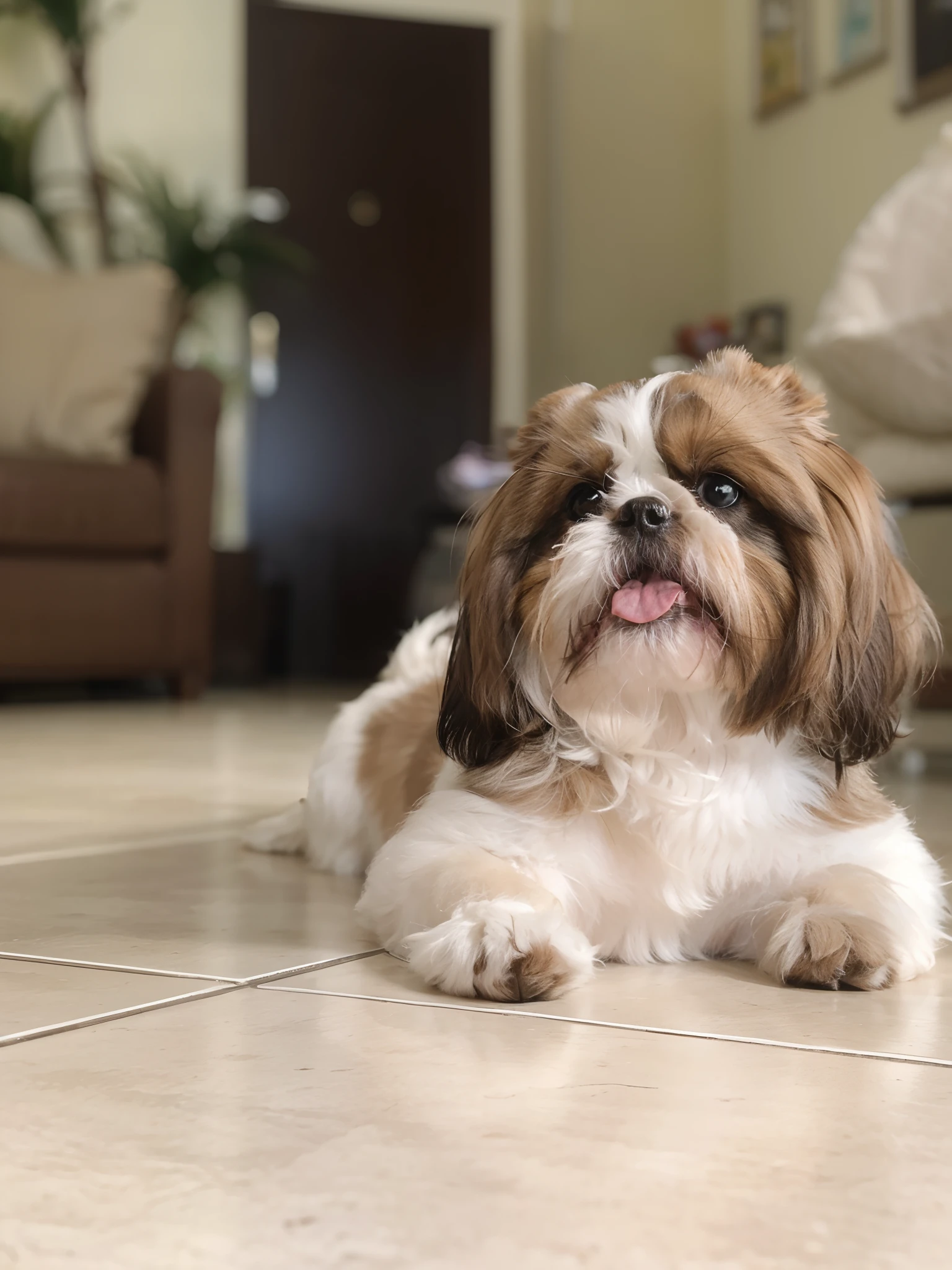 shih tzu , branco e caramelo , female