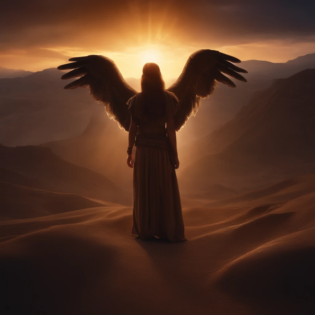 Imagine the moment when an angel of the Lord intervenes in the Assyrian camp during the night., cinematic, 4k,high quality