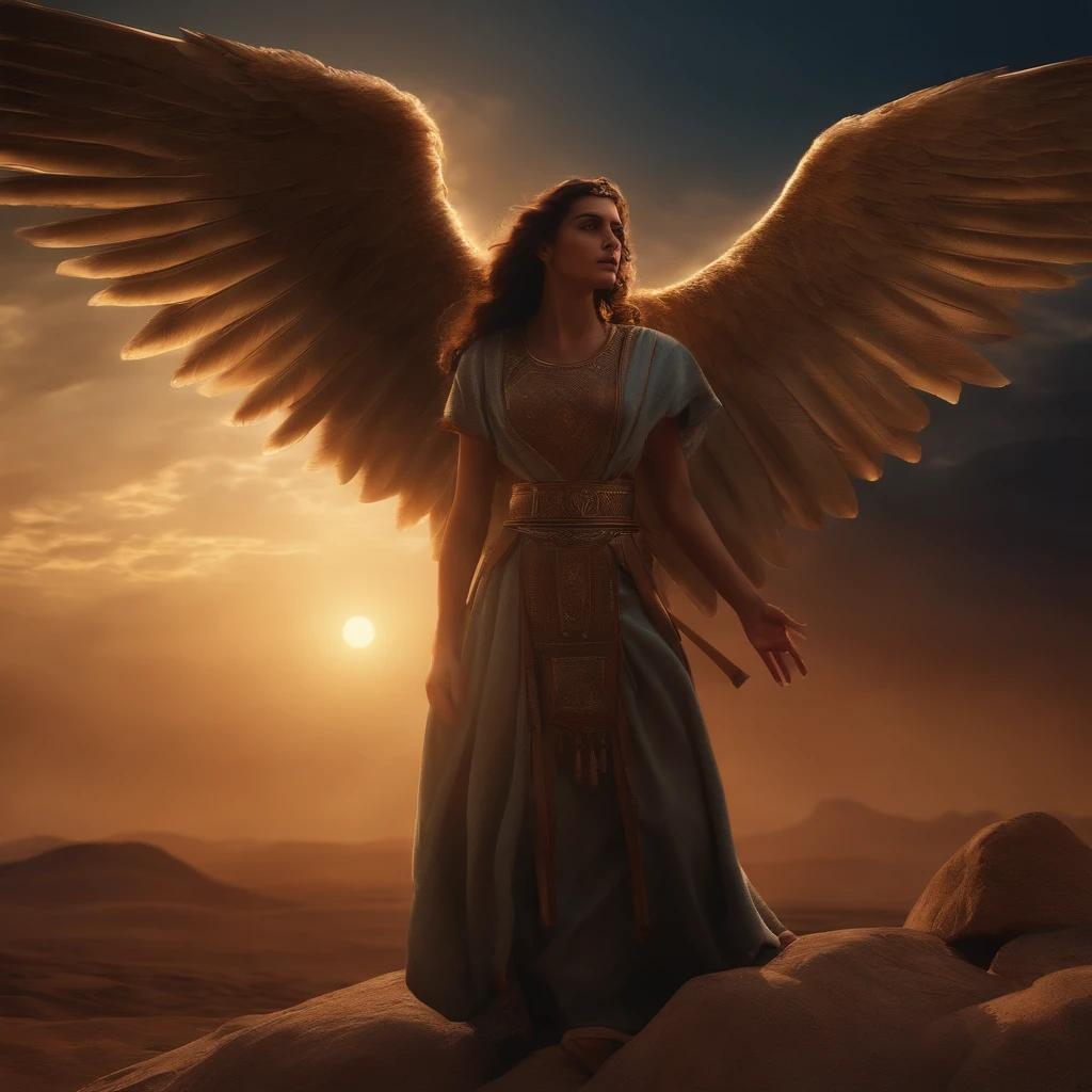 Imagine the moment when an angel of the Lord intervenes in the Assyrian camp during the night., cinematic, 4k,high quality