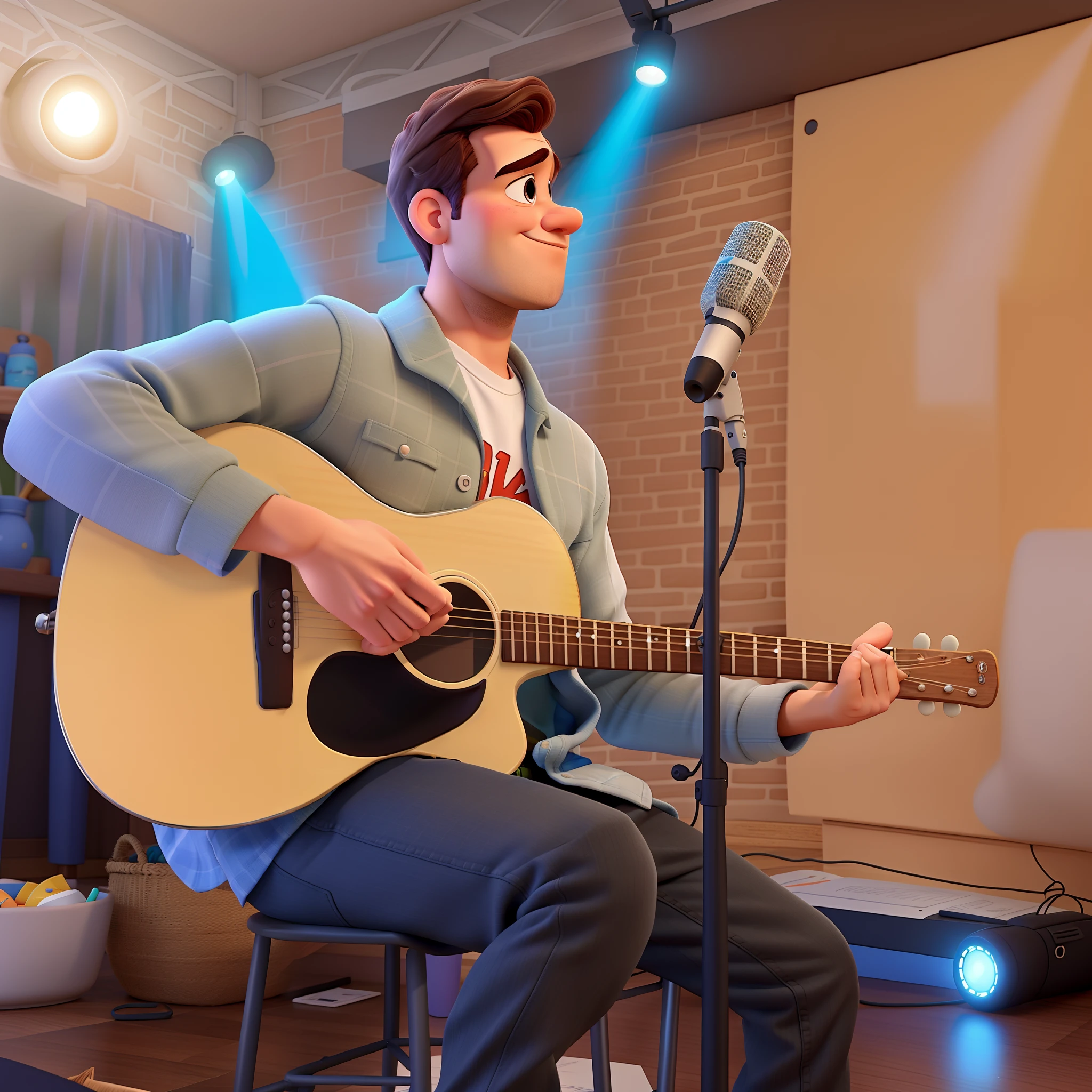 Um homem branco estilo disney pixar em alta qualidade