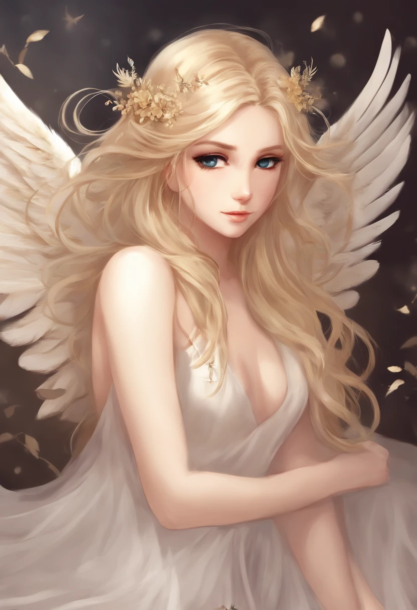 anime, anime girl, blonde, hair, angel, wings, wings, wings, wings, wings, wings, wings, wings, wings, wings, cl, in the art style of bowater, a girl with blonde hair, detailed portrait of anime girl, blonde anime girl with long hair, she has blond hair, fully naked, photo realism, painted in anime painter studio