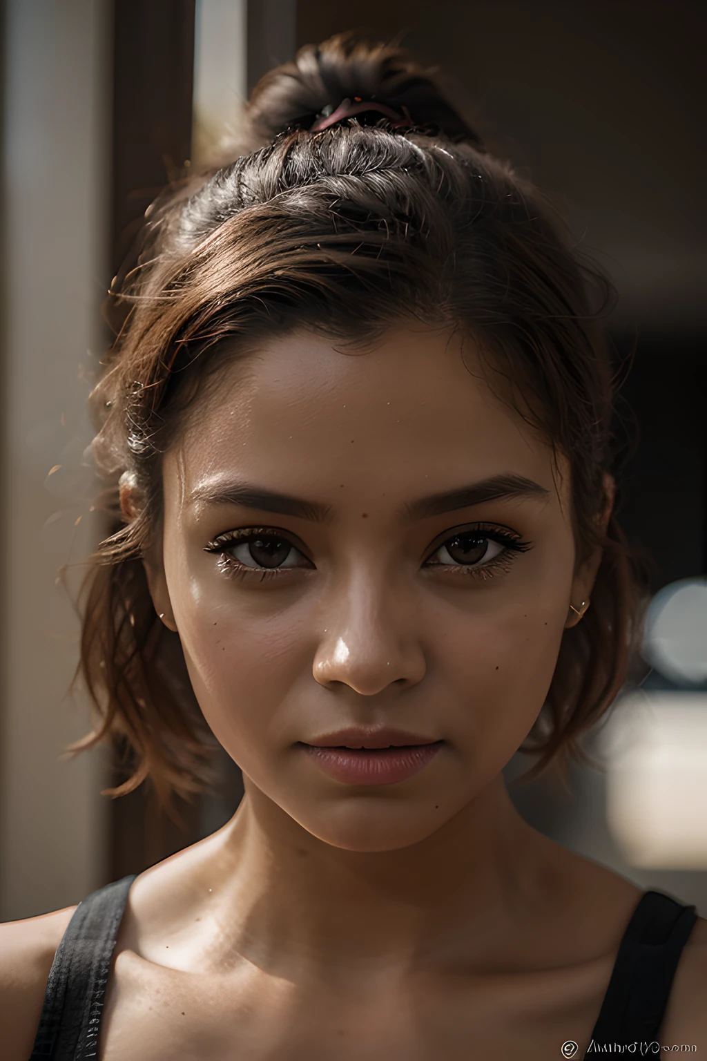 8k, best quality, master part, Ultra high resolution, (realismo: 1.4), foto original, (textura de pele realista: 1.3), (filmic grain: 1.3), (selfie angle), 1 girl, Olhos bonitos e detalhes do rosto, master part, best quality, Close-up, parte superior do corpo, Looking at the Viewer