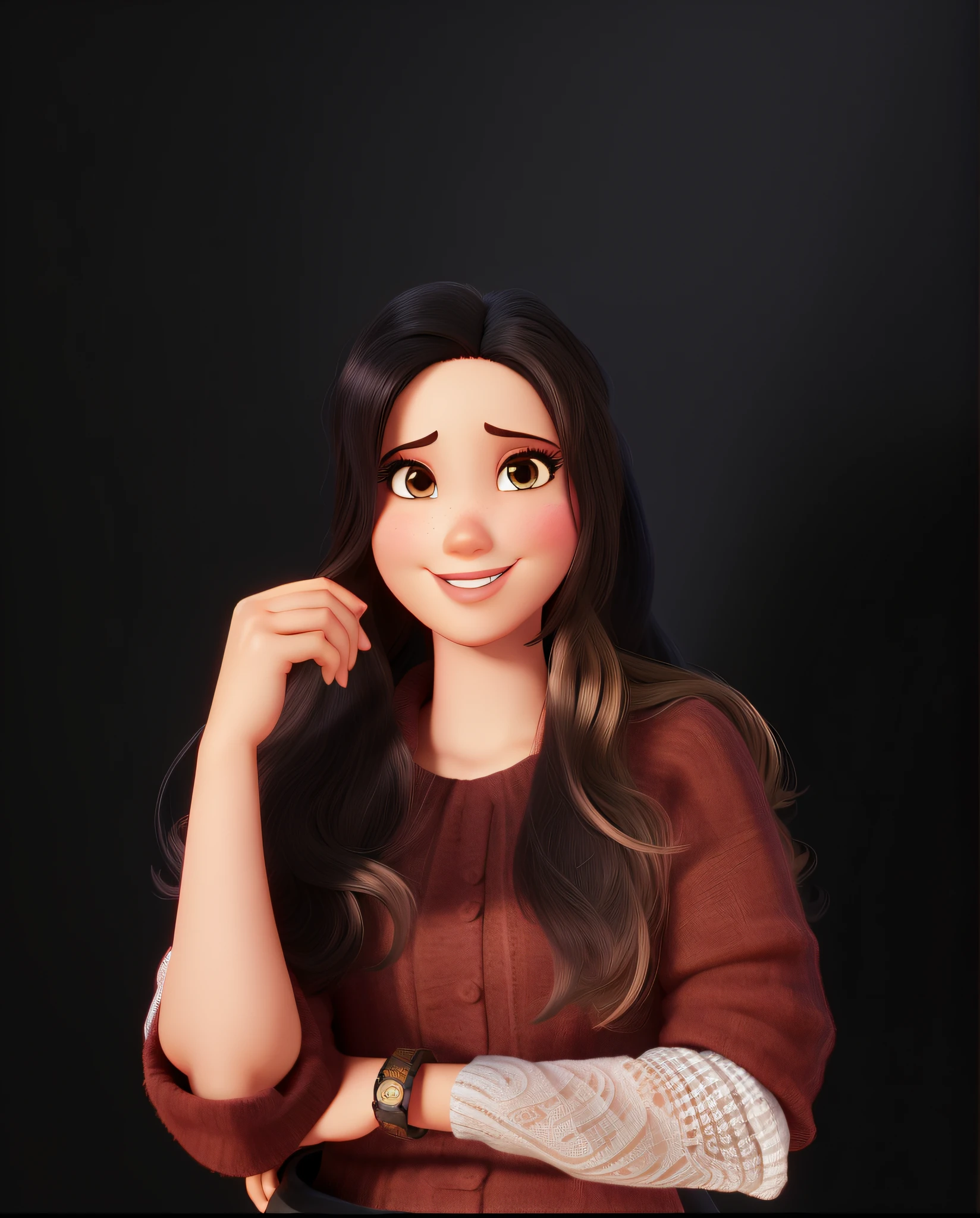 Um mulher parda estilo disney pixar, alta qualidade, melhor qualidade