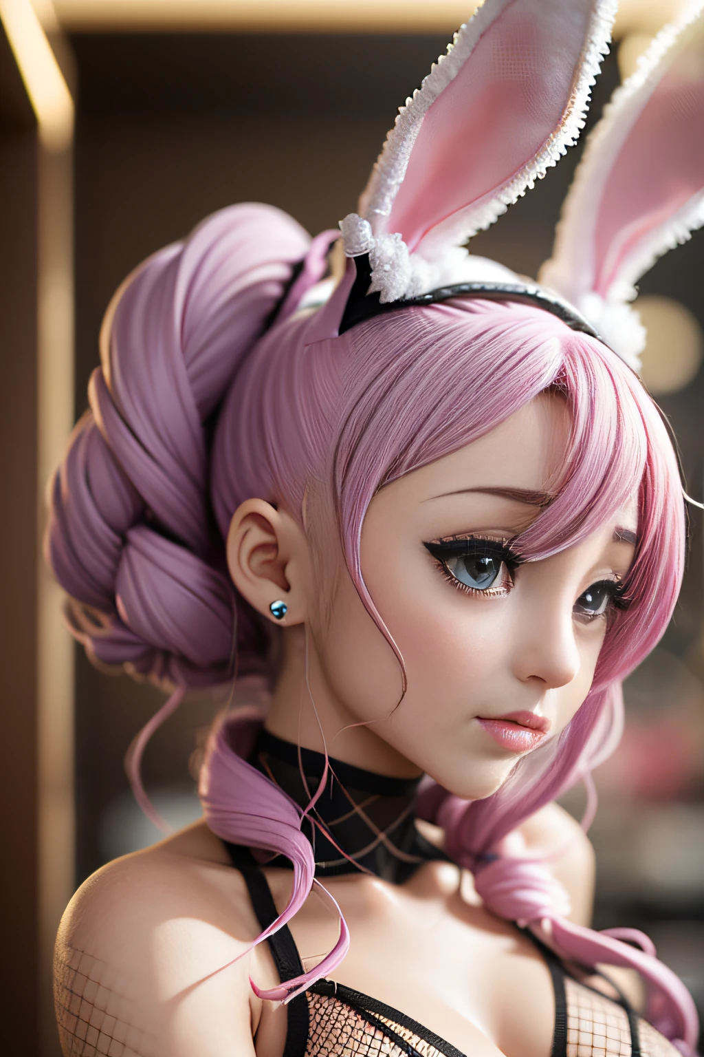 Frog Princess Rabbit Ears Pink Hair Big Eyes