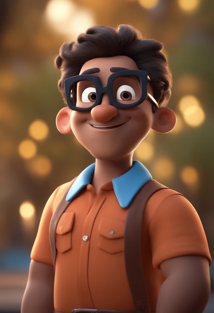 Cartoon character of a man with black glasses and a blue shirt, animation character, Caractere estilizado, animation style rendering, 3D estilizado, Arnold Maya render, 3 d render stylized, toon render keyshot, Personagem 3D, Personagem 3D, 3d rendering stylized, 3 d character render, personagem de desenho animado, Personagem de close up, Pose de personagem, (Estilo Pixar) (master part:1.2) (Bokeh) (best quality) (pele detalhada) (textura detalhada) (8k) (argila) (Cinematic lighting) (foco nítido