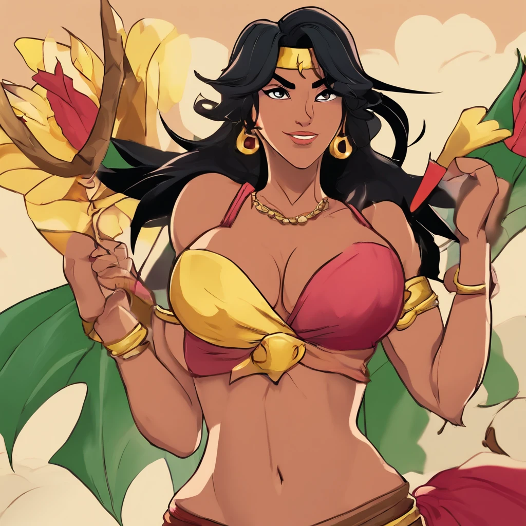 Chel from road to el dorado giving a boobjob  big boobs  hot sexy horny Black hair shiny lips sucking bug black hard dick