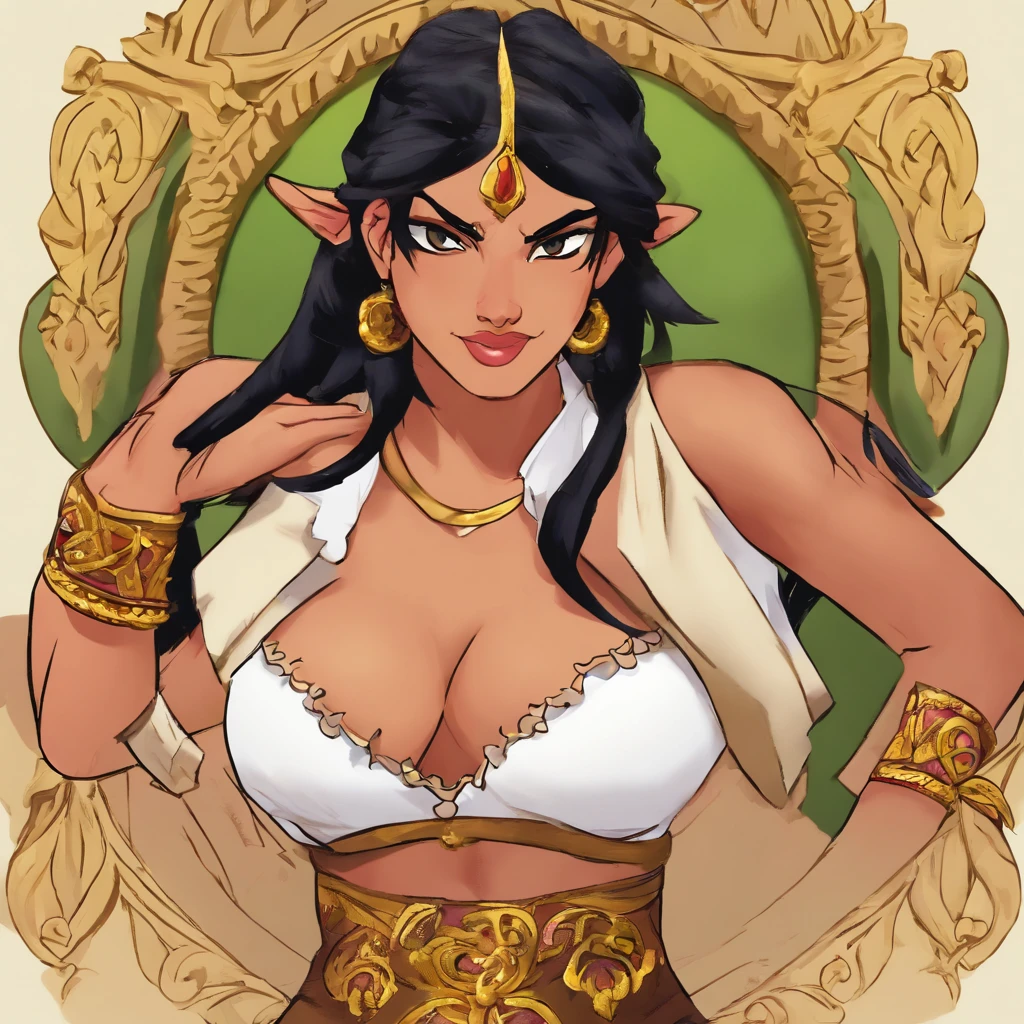 Chel from road to el dorado giving a boobjob big boobs hot sexy horny Black hair shiny lips sucking bug black hard dick