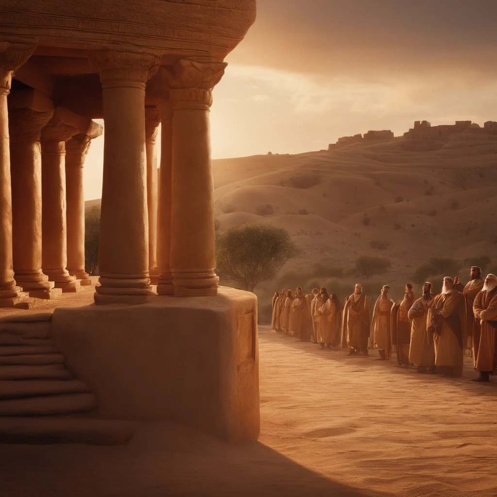 View the scene in which Cyrus spares the life of King Astyages, his maternal grandfather, after defeating him,cinematic, 4k,high quality