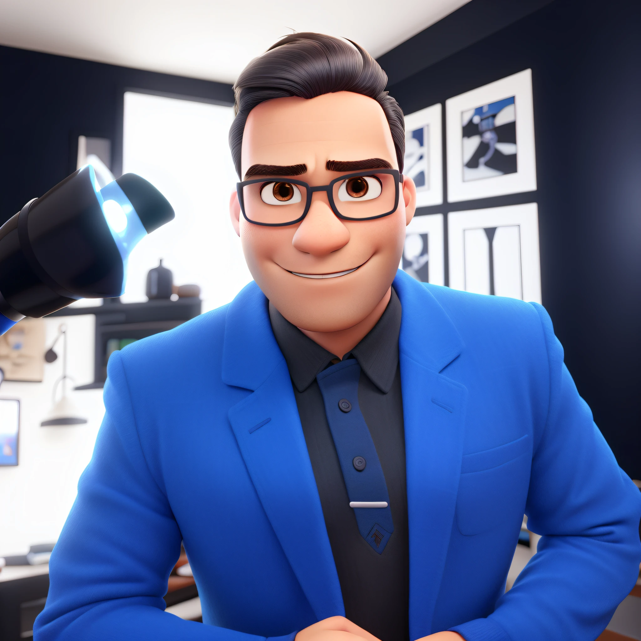 Um homem estilo disney pixar, cabelo preto, alta qualidade, melhor qualidade