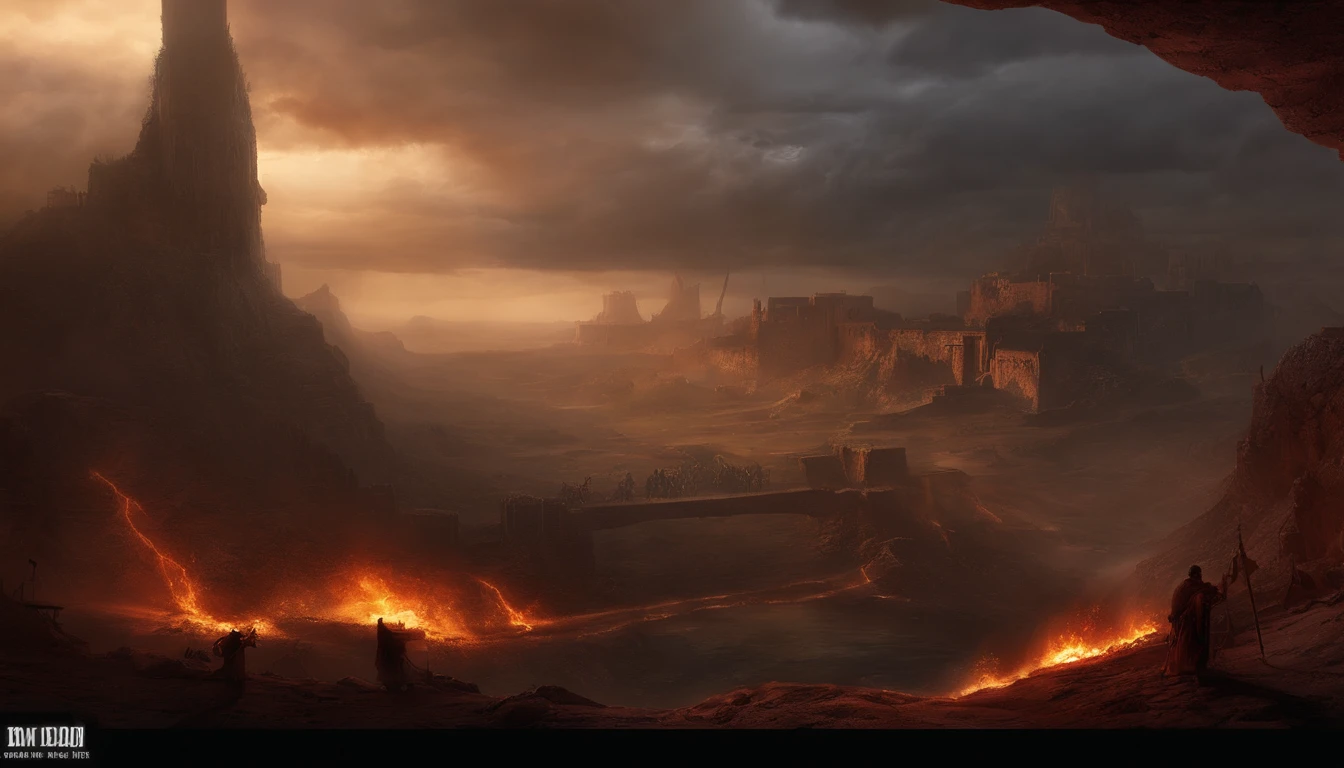 , hell scenery, The Bottom of Hell, The Last Battle in Hell, Post-apocalyptic landscape!!!!!, Mustafa, Ruins of Hell, ! Post-apocalyptic landscape!!, Awesome D & D The Art of the Dark Sun, Gates of Hell, Gates of Hell, WORLD OF WARCRAFT, Rescue from the underworld!!!!!!、The Shadow of Two Men Fighting、lightning bolt、Fantastic、demon realm