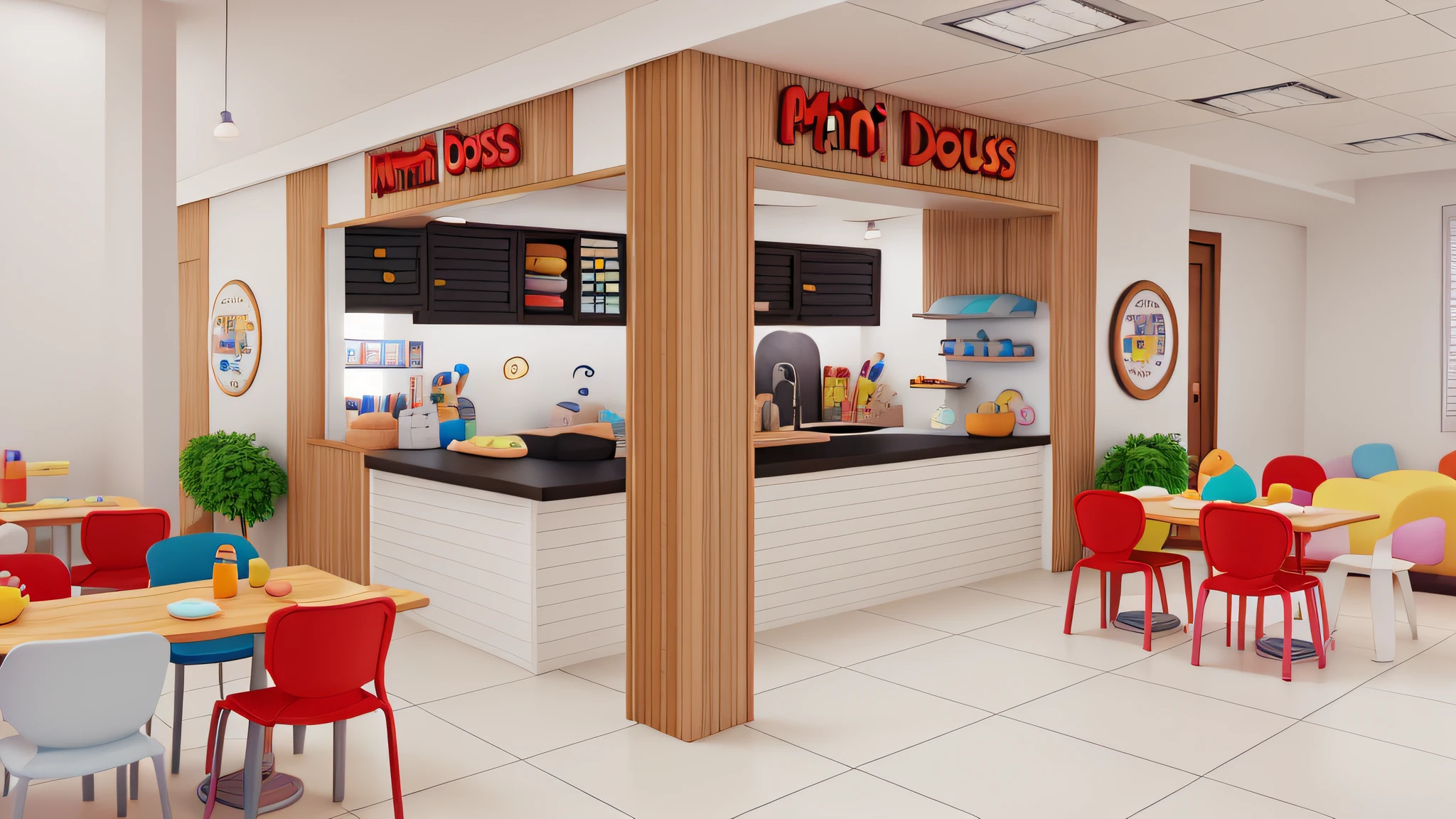 Uma loja de mini donuts no estilo disney Pixar Cartoon, alta qualidade, melhor qualidade