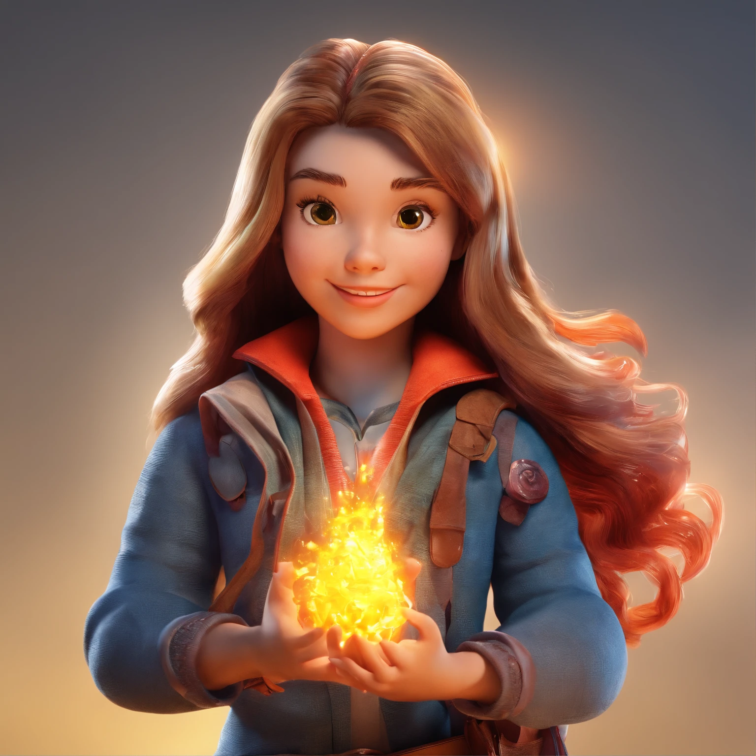 Create a captivating image of Lily, a young and fearless leader with an affinity for fire magic. She's known for her courage, passion, and unwavering determination. The image should capture her adventurous spirit and her role as a guardian in a magical world. Make sure it's suitable for children aged 8 to 12 and conveys a sense of wonder and excitement