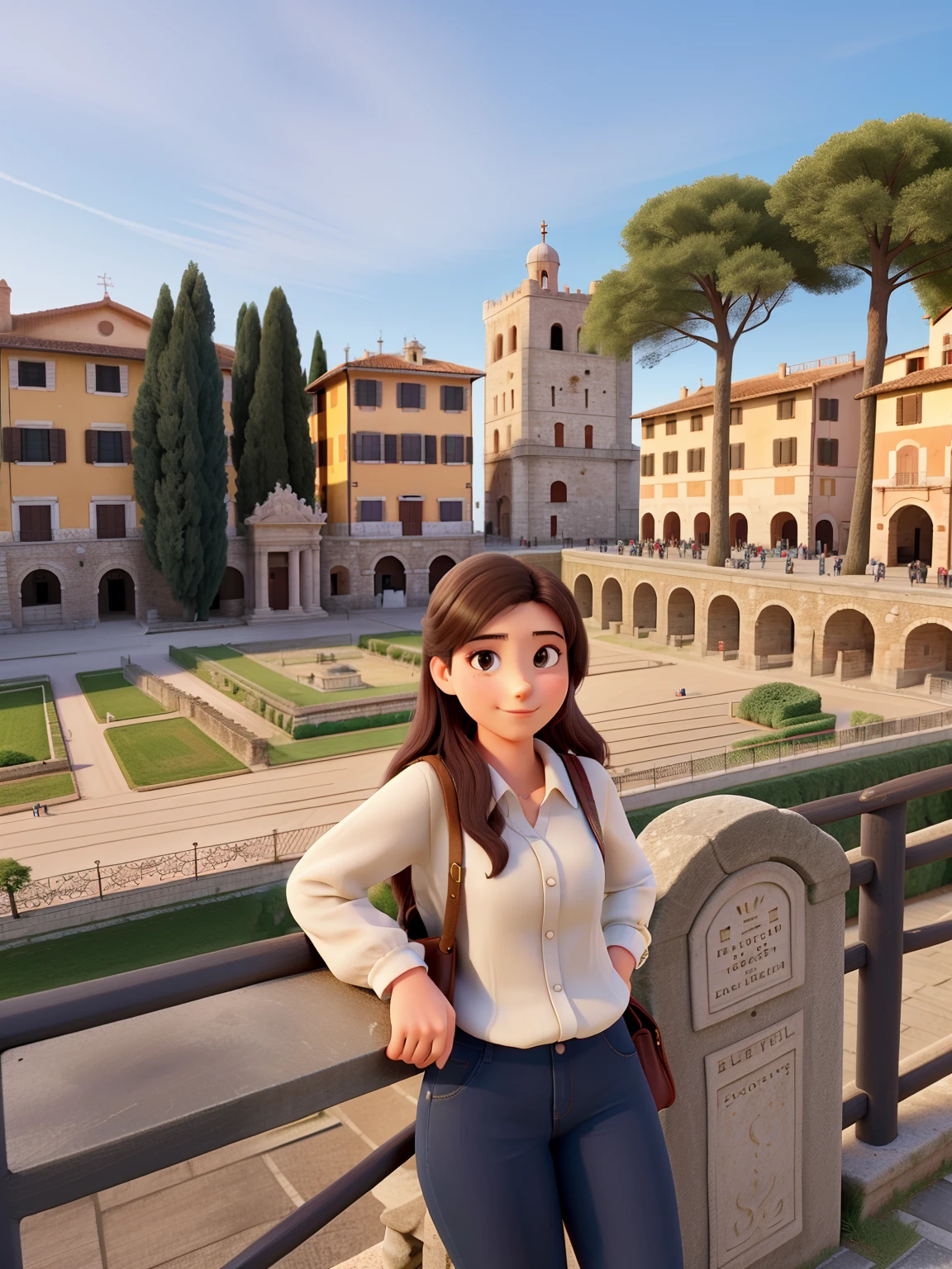 Young woman visiting historical place in Italy, melhor qualidade