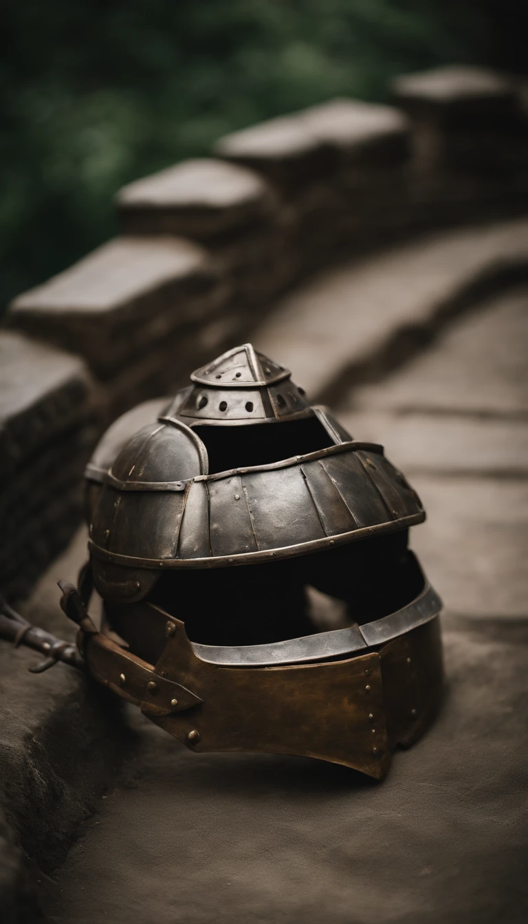 Photographs of historical artifacts related to the Great Wall of China, como armas antigas, Armor & Construction Tools, found at archaeological sites near the wall.