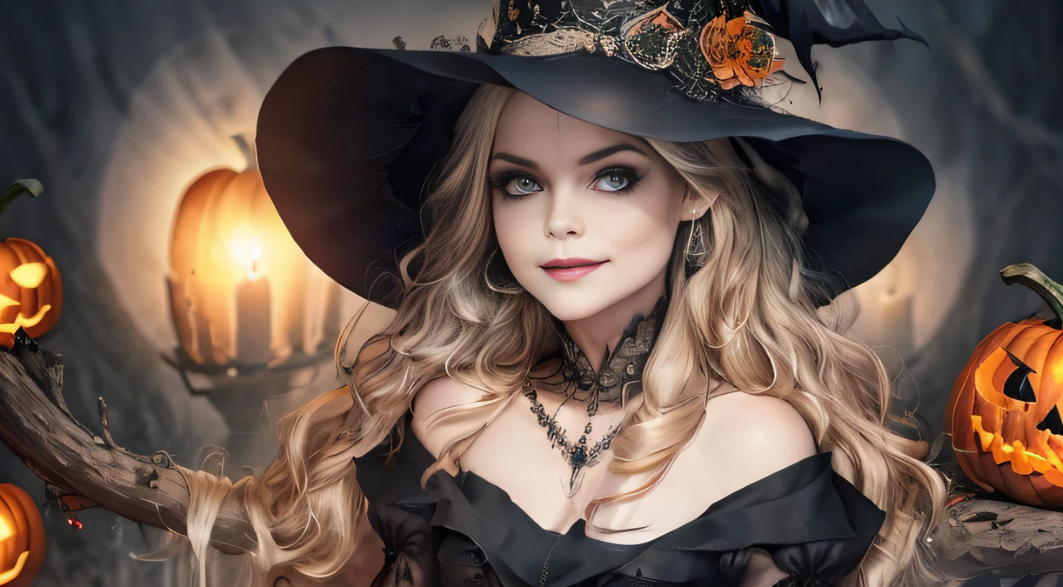 Cute witch on a broom