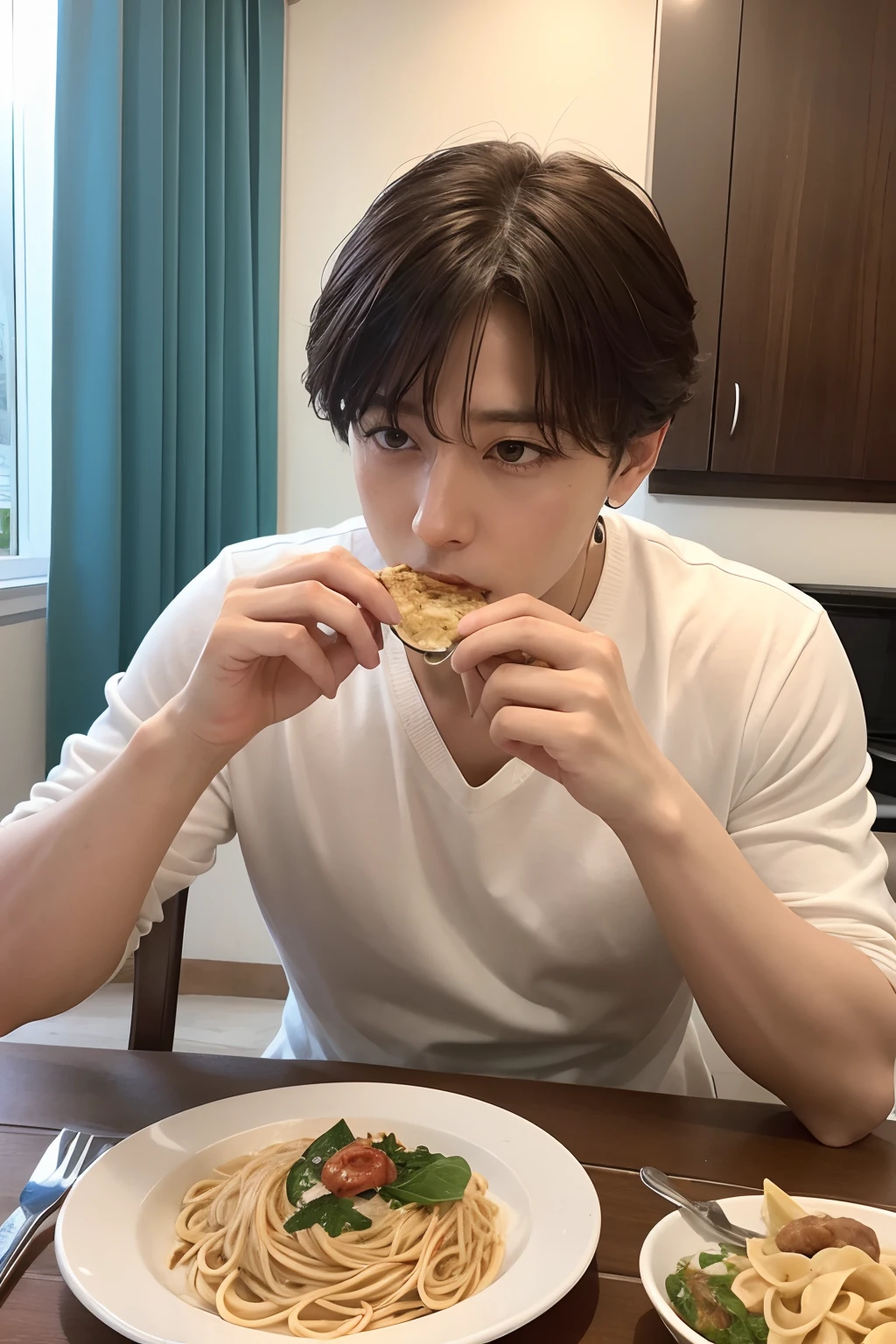 Jeon Jungkook comiendo pastas argentinas