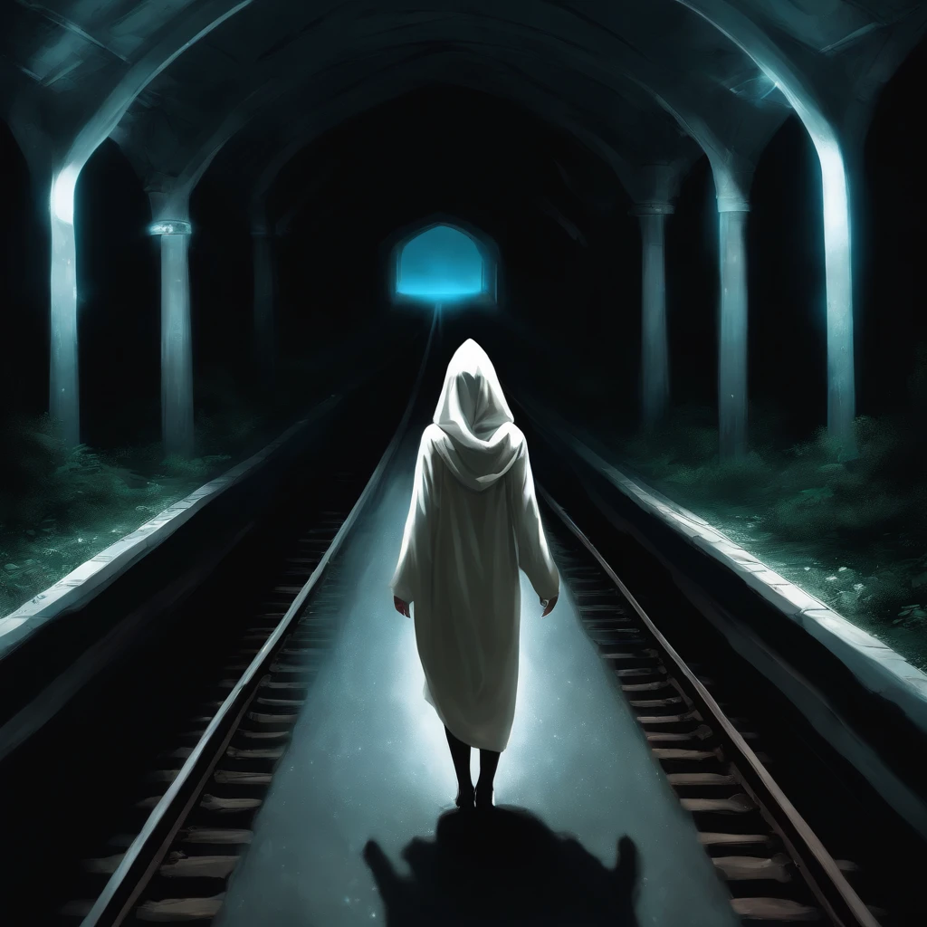 Beautiful woman 45 years old(death),in a white hooded shroud,Cyan eyes, blonde woman,Wide chest,full length,Standing in a dark tunnel,In one hand is a bloody scythe,The other hand is outstretched, beckoning to follow,Picture Quality Figure 8K, photo,tmasterpiece, crisp detailing.



High Quality Masterpieces, Landscapes, Clouds, Anime train passes by bodies of water on railway tracks in the distance, Bright starry sky. traveller, Romantic Lights, pixiv, Concept art, lofi art style, reflection. makoto sinkai, Rofi Art, beautiful anime scenes, anime scenery, detailed scenery—width 672, Makoto Shinkai style, Makoto Shinkai style, Extended Drill-Down.