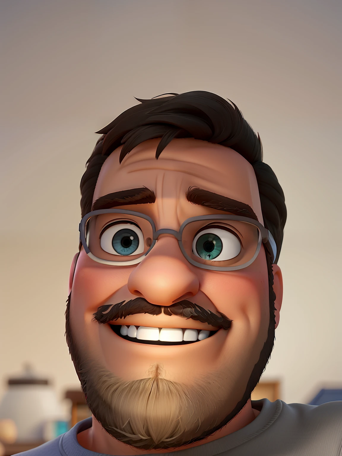 Poster no estilo Disney pixar, alta qualidade, melhor qualidade, homem sexy branco, 30 anos cabelo grisalho barba preta, musculoso, com fundo em um restaurante a luz de velas
